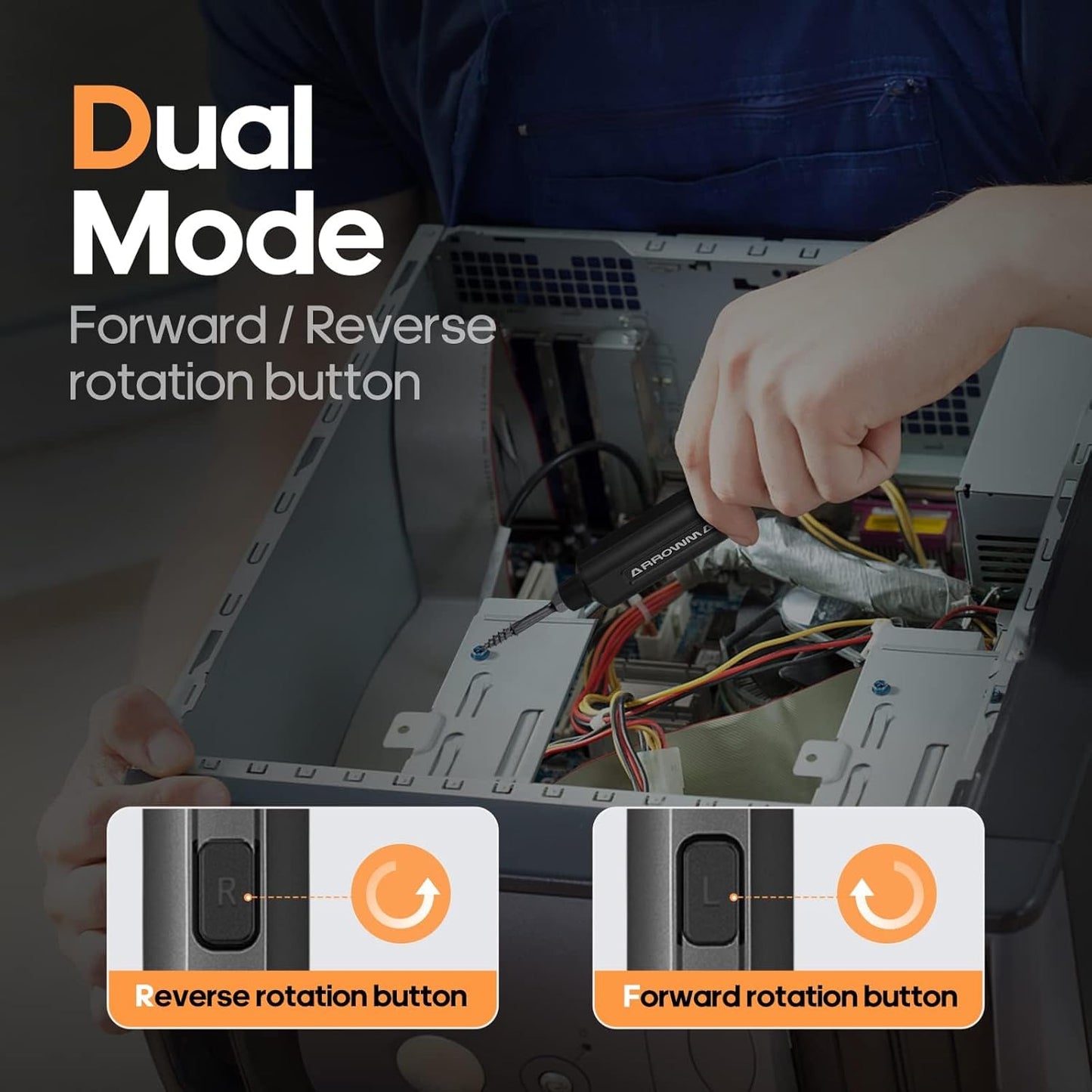 AM ARROWMAX Electric Screwdriver, Precision Screwdriver w/ 34 Magnetic Bits, 4 Torque Settings, Red Dot, IF Winning Design, Rechargeable Mini Repair Tool Kit for Phone, Laptop, Camera (SES) Black