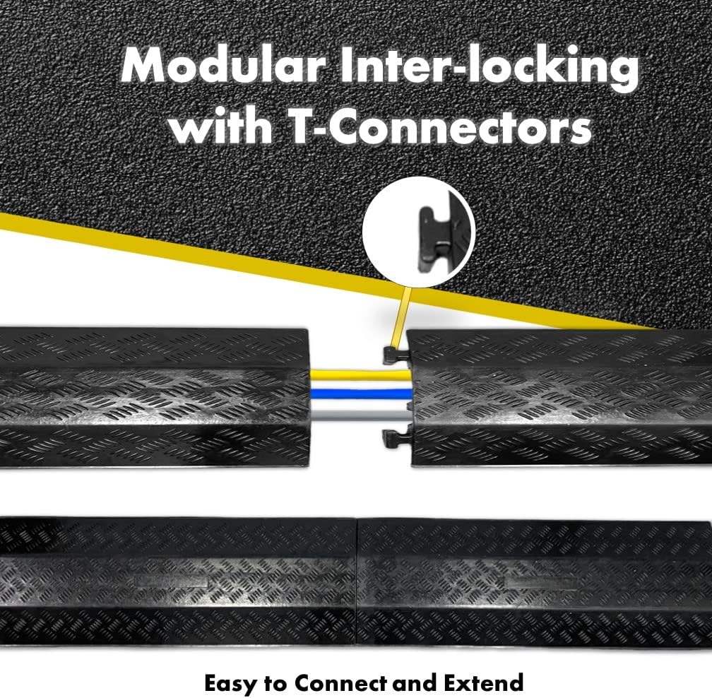 Kable Kontrol Drop Over Floor Cord Cover – 40” Inch Long 2 Channel Cable or Wire Protector – 30 Pcs Bulk Pack - Rubber Ramp for Indoor and Outdoor Use – Black