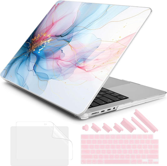 DONGKE for M4 MacBook Pro 16 Inch Case 2024 2023 2021 A3403 A3186 M3 A2991 M2 A2780 M1 A2485 Pro/Max Chip, Plastic Hard Shell Case & Keyboard Cover for Mac Pro 16 with Touch ID, Soft Flowing Colors