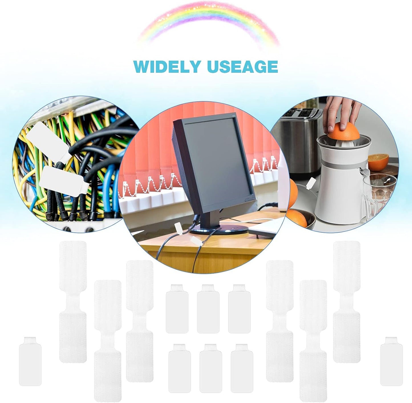 60 Pieces Self-Adhesive Cable Labels, Paste Wire Labels, Nylon Writable Cord Tags Waterproof White Wire Cable Tags for Electronics Office Computers Management and Identification