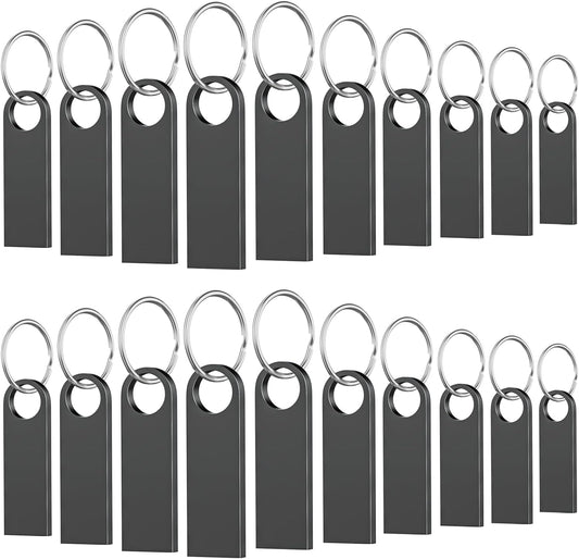 20 Pack 4GB USB Flash Drive with Keychains, Wooolken Sleek Metal USB 2.0 Thumb Drives Memory Stick for PC Laptop Computer(Dark Grey)