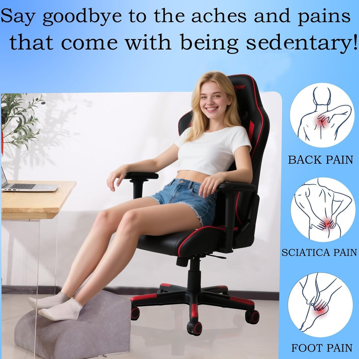 Foot Rest for Under Desk at Work.Multifunctional 3-Tier Foot Stool,with Washable Footrest.for Under Desk,Office Chair Gaming Chair & Sofa,Leg Elevation Pillow,Supports Posture-Light Grey