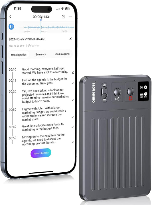 AI Voice Recorder, Voice Recorder with No Fee for Transcribe & Summarize, Empowered by ChatGPT, APP and WEB Sync, Support 107 Languages, 64GB Memory,Digital Voice Recorder for Meetings/Calls-Dark Gray