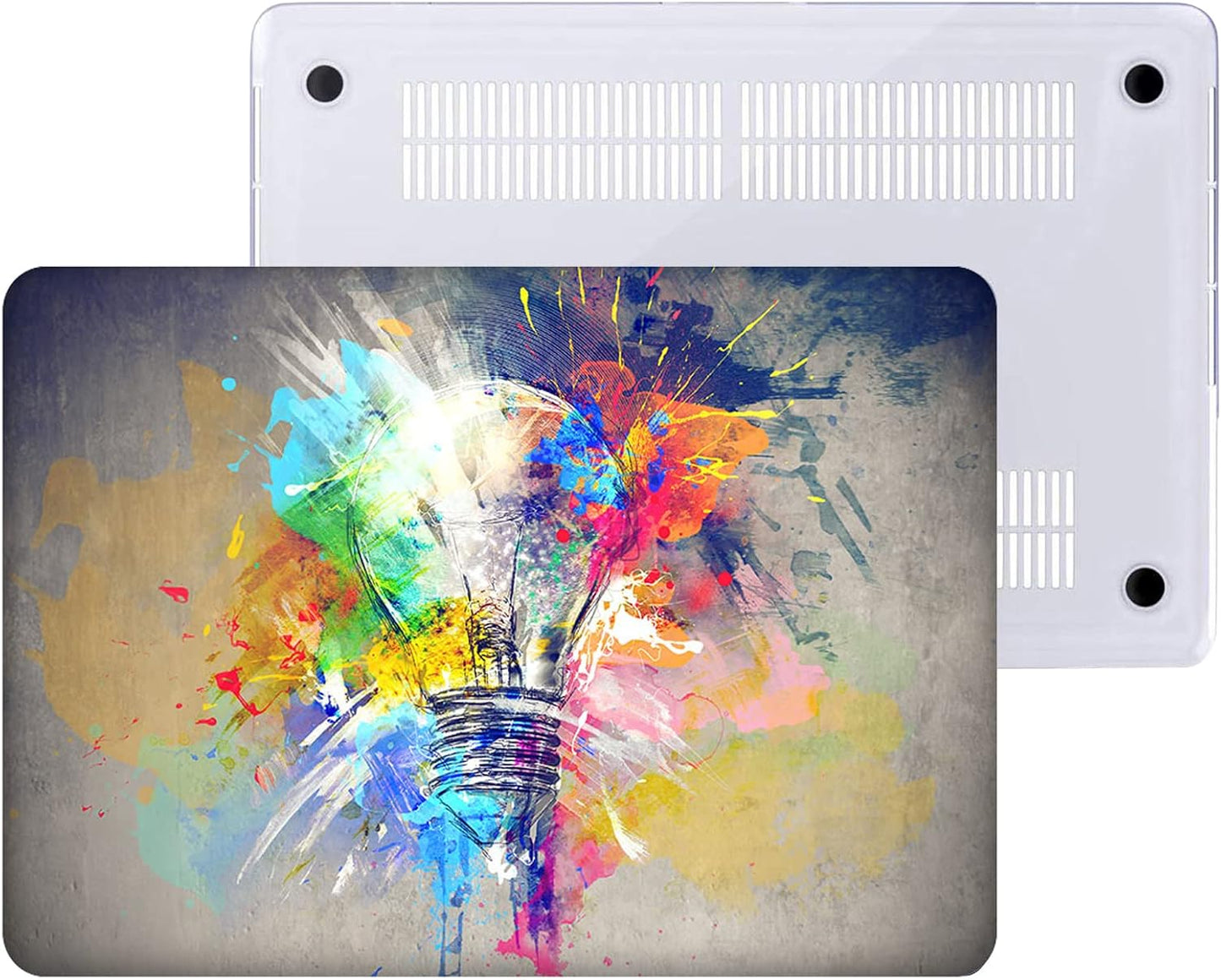 Compatible with MacBook Air 13 Inch Case 2017 2016 2015 2014 2013 2012 2011 2010 Release A1466/A1369, Plastic Hard Shell Case & Keyboard Cover & Screen Protector - Colorful Bulb