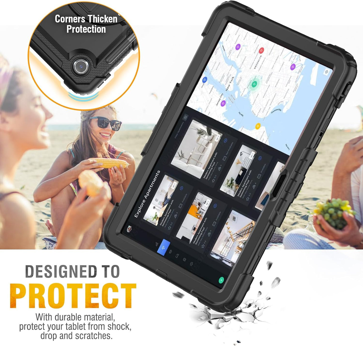 HXCASEAC Case for Samsung Galaxy Tab S6 Lite 10.4 inch, Protective with Screen Protector/Hand Strap/S Pen Holder, Shockproof S6 Lite Tablet Case 2024/2022/2020 SM-P610 SM-P613 SM-P620 - Black