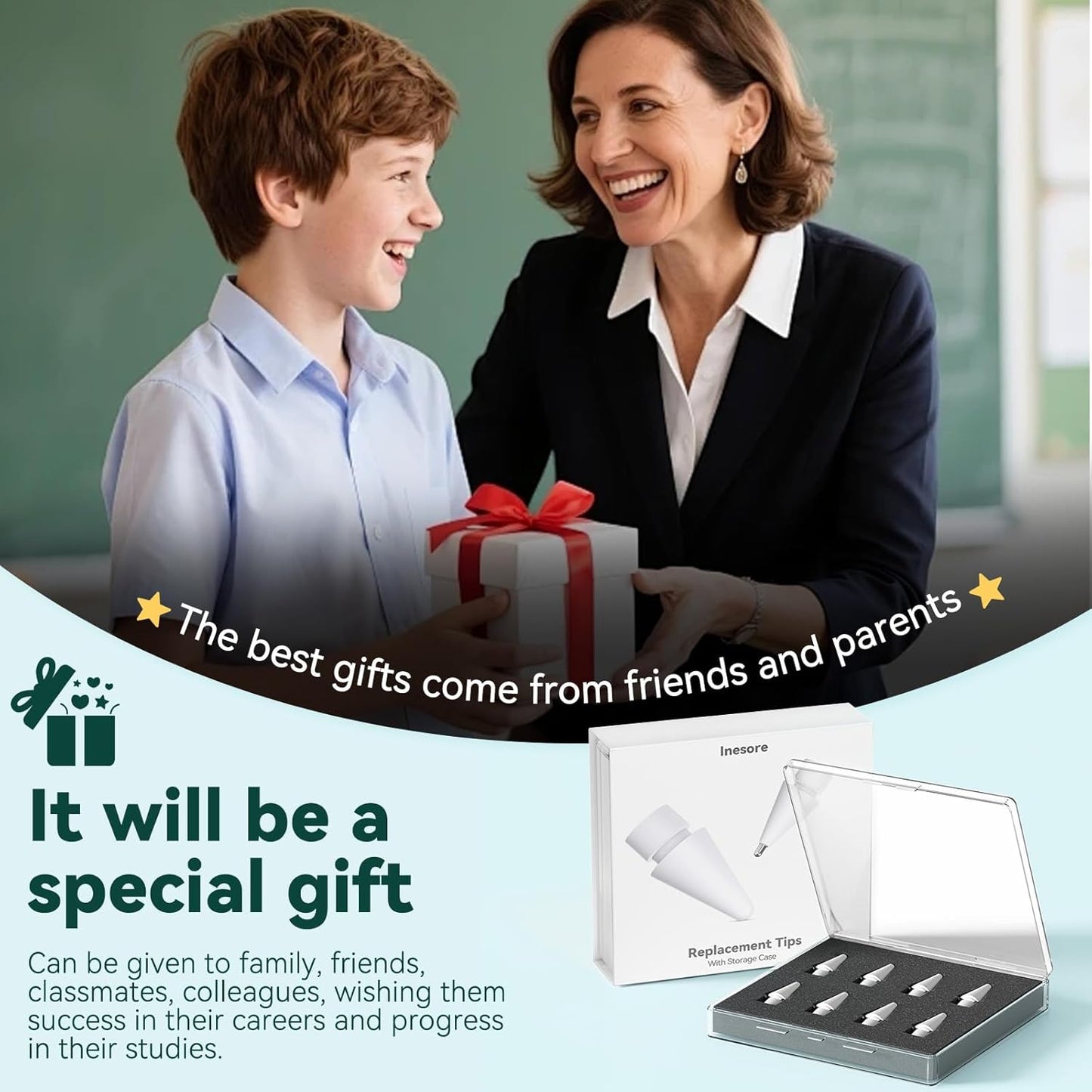 Inesore 6 Styles Replacement Tips for Apple Pencil Pro,Multiple Options Metal Durable Nibs Accessories for Apple Pencil Pro/2nd Generation/1st Gen/USB-C (12 Pack)