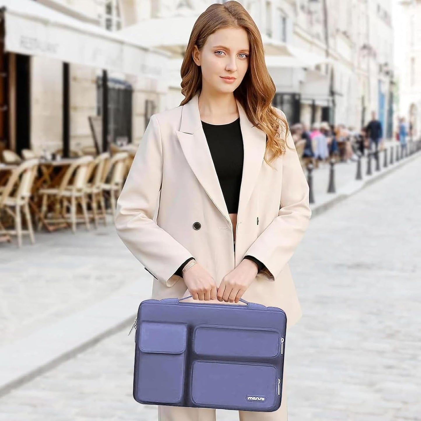 MOSISO 360 Protective Laptop Case 13.3 inch, 13-13.3 inch Laptop Sleeve Compatible with MacBook Air/Pro 13 / Pro 14, HP Dell ASUS Lenovo, Side Open Bag with 2 Raised&1 Flapover Pockets, Lavender Gray