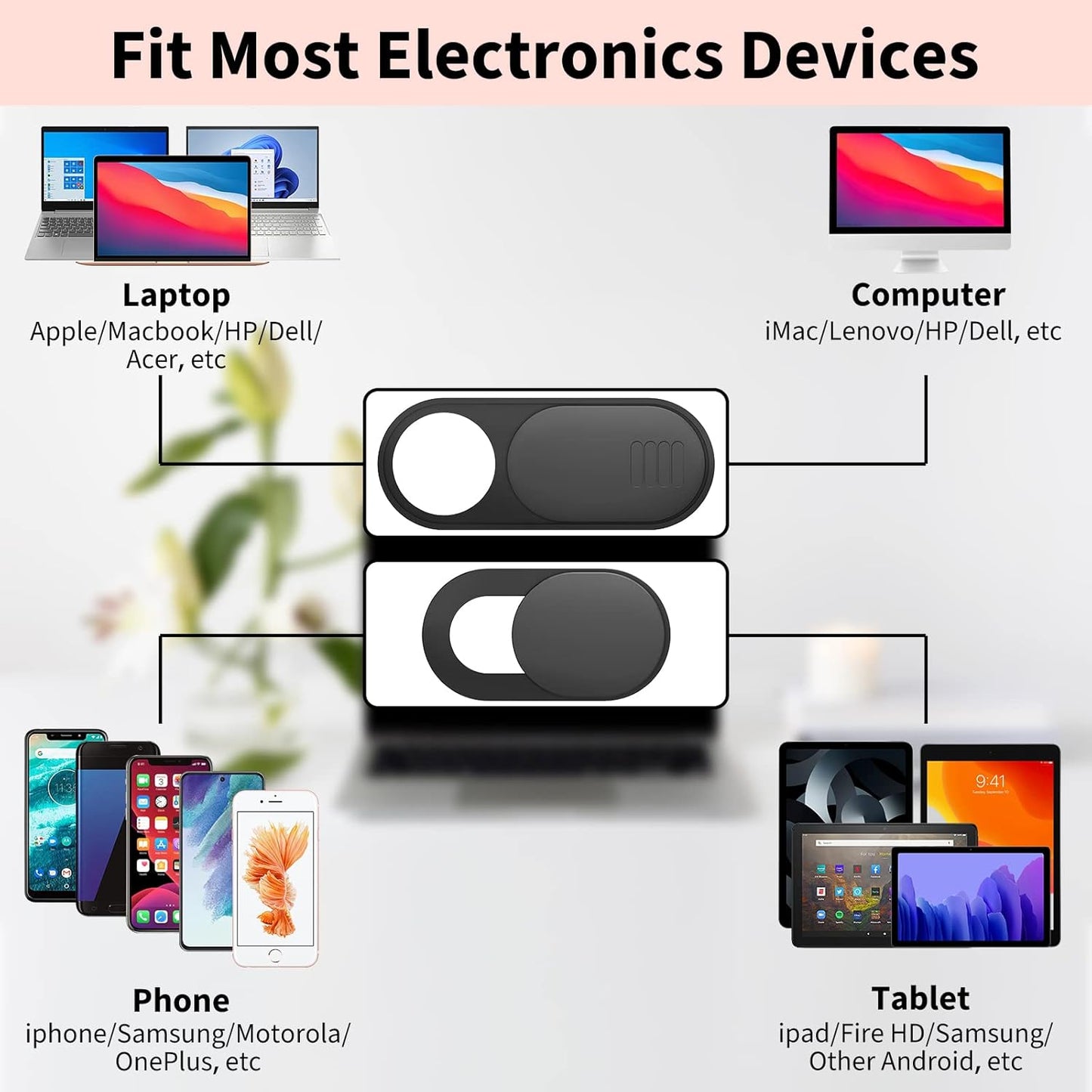 6-Pack Laptop Camera Cover Slide, Ultra Thin (0.03in) Webcam Privacy Cover for MacBook, iPhone, iPad, iMac, PC, Cell Phone & Computer Accessories (3 Pack Small+3 Pack Big)