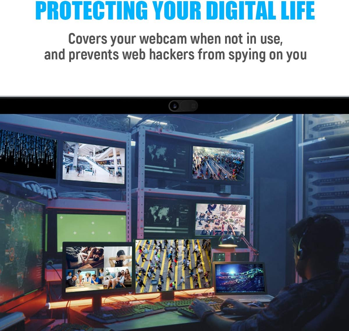 Camera Cover Slide, 0.028 Inch Ultra-Thin Phone Camera Cover, Computer Camera Cover Slide for MacBook, iMac, Laptop Desktop, Pc, iPad, iPhone, Smartphone Protect Visual Privacy Security (Black-3 Pack)