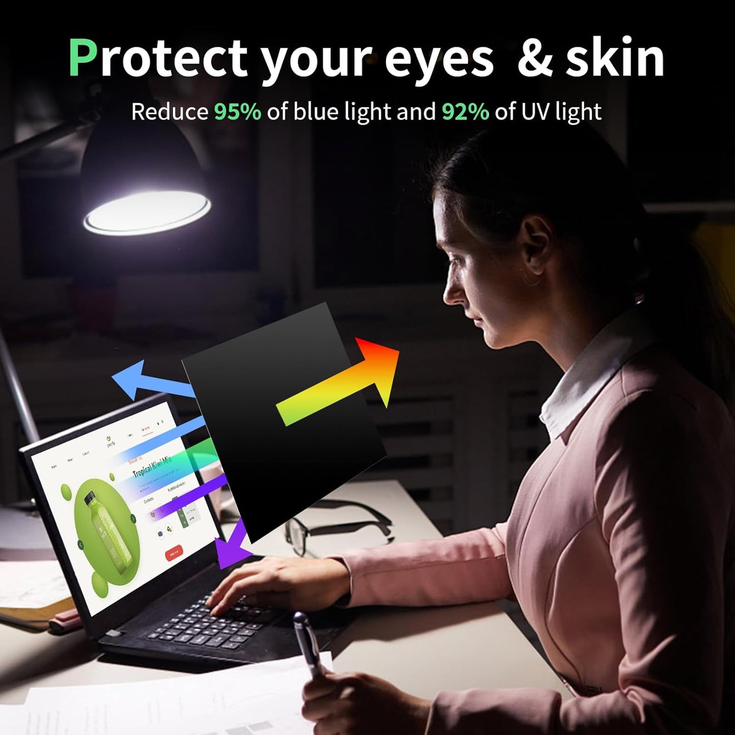 Laptop Privacy Screen 15.6 Inch-16:10 Aspect Ratio Anti-Glare Blue Light Computer Monitor Protector, Laptop Screen Privacy Shield Removable 15.6in Filter for Lenovo HP Dell Acer Asus Thinkpad Envy Xps