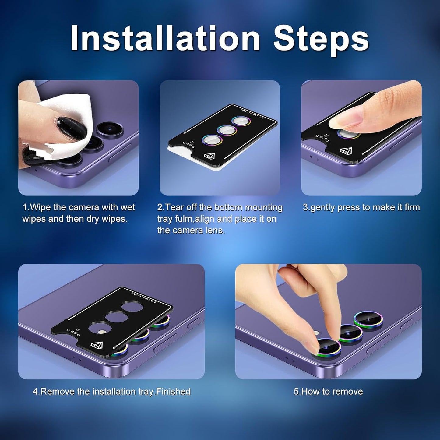 for Samsung Galaxy S25 Camera Lens Protector, Individual Metal Ring Tempered Glass Lens Cover, [Strong Adsorption] Scratch Resistant Ultra-Thin HD Clear Lens Cover, 1 Set-Silvery