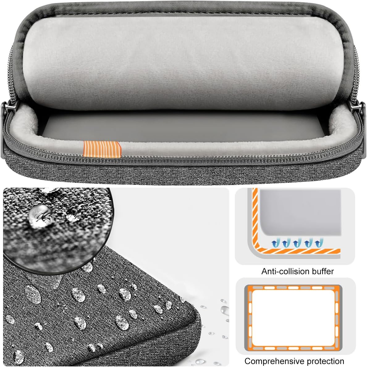 Hseok Laptop Case 15 15.6 16 inch Sleeve with Handle and Hidden Strap,Compatible with MacBook Pro 15.4 16, 360° Protective PC Briefcase with 4 Pockets for Laptop Accessory,Easy to Carrying, Grass ash