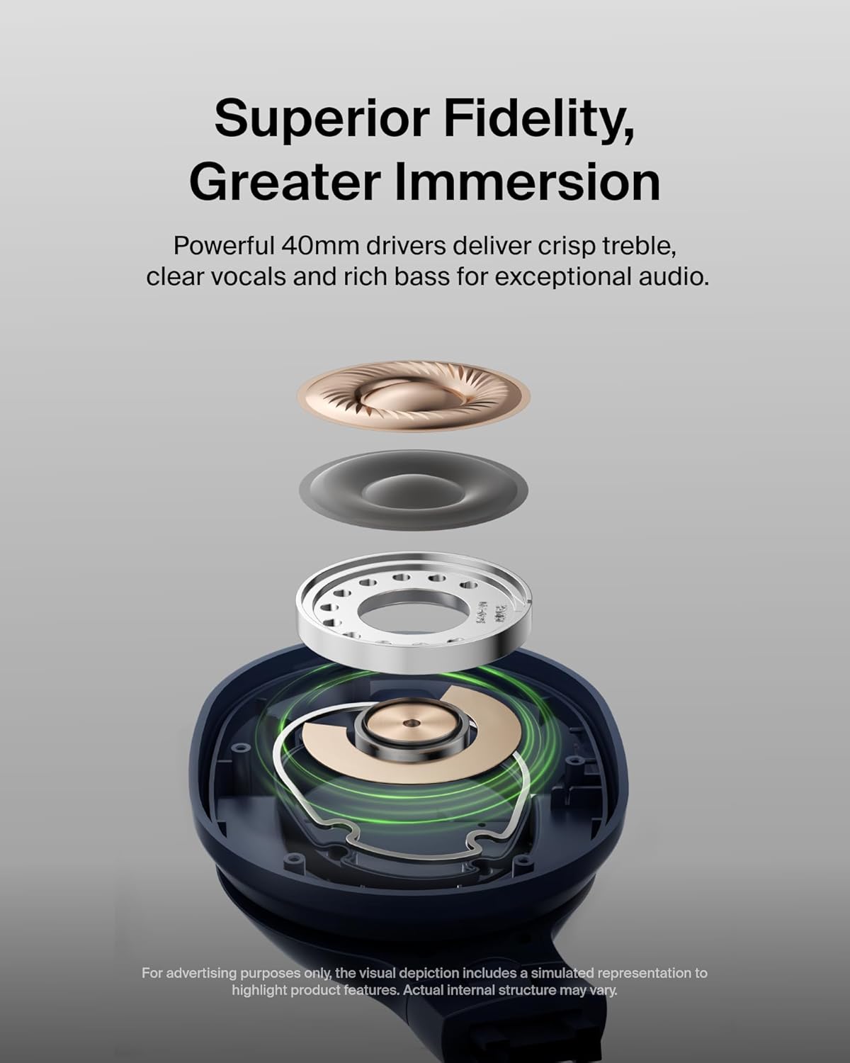 Belkin SoundForm Surround Bluetooth Over-Ear Headphones - Environmental Noise Cancelling Headphones - Wireless w/ 60H Playtime & Soft Ear Cups for iPhone, Galaxy, iPad, Travel, Home, or Office - Blue