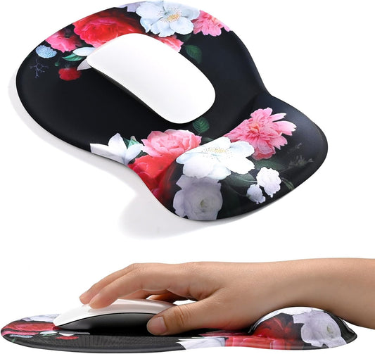 EooCoo Ergonomic Mouse Pad with Gel Wrist Rest Support Middle Concave Design, Relieve Wrist Pain Mousepad, Non-Slip Base for Laptop, Computer, Office Desk Accessories, Carpal Tunnel Syndrome