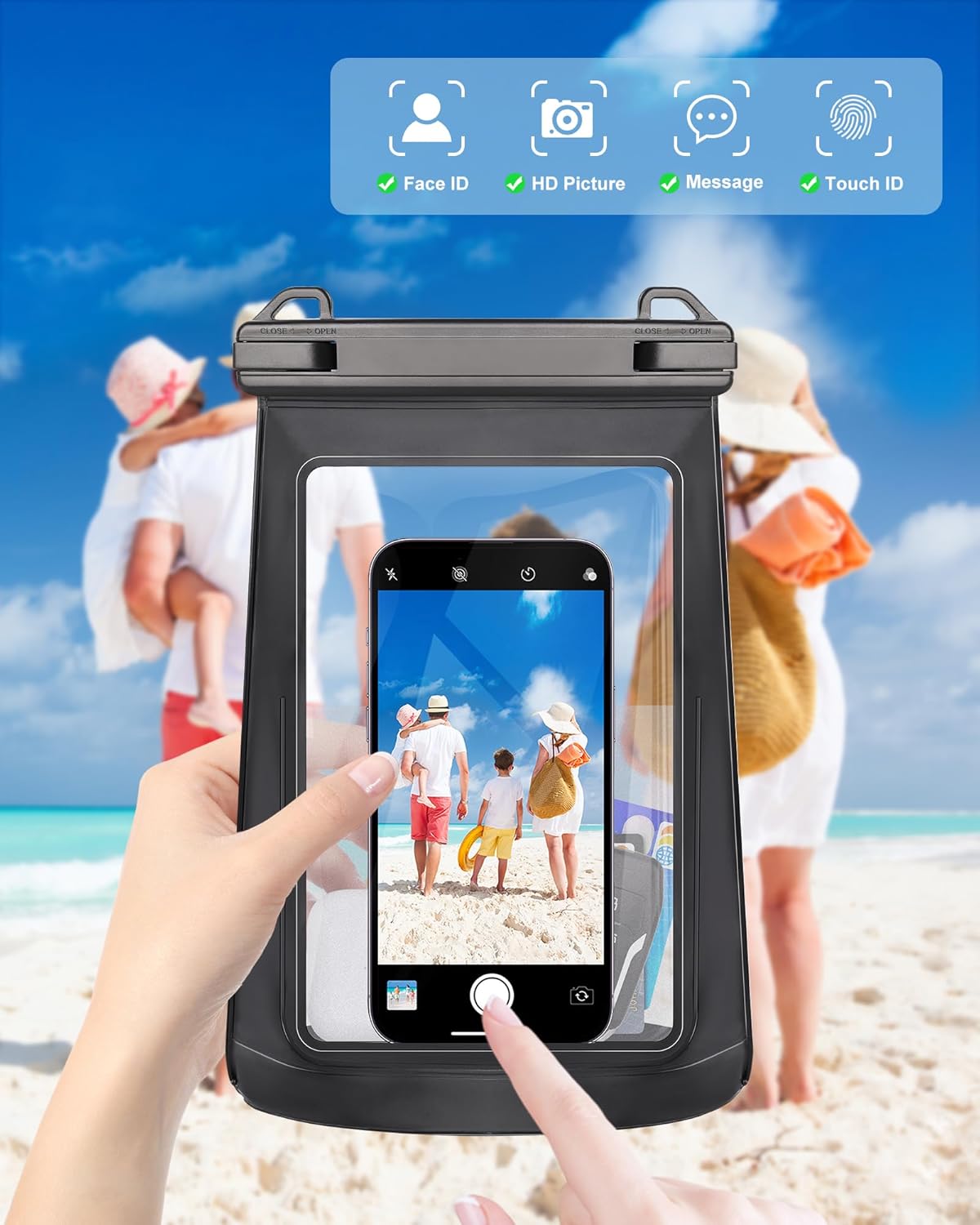 2L Waterproof Phone Pouch for iPhone 16 15 14 11 Pro Max & Galaxy S24 S21 - Floating Large Capacity Dry Bag Stores Sunscreen, Sunglasses - Oversized Waterproof Bag for Beach, Swimming, Kayaking