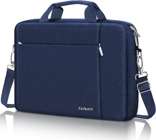 Ferkurn Laptop Bag Case for Women Men Computer Bag Compatible with HP Envy Pavilion Omen/LG Gram/MSI/Dell Inspiron XPS/Lenovo/Acer, Shoulder Strap Carrying Messenger Briefcase, Blue, 14 Inch