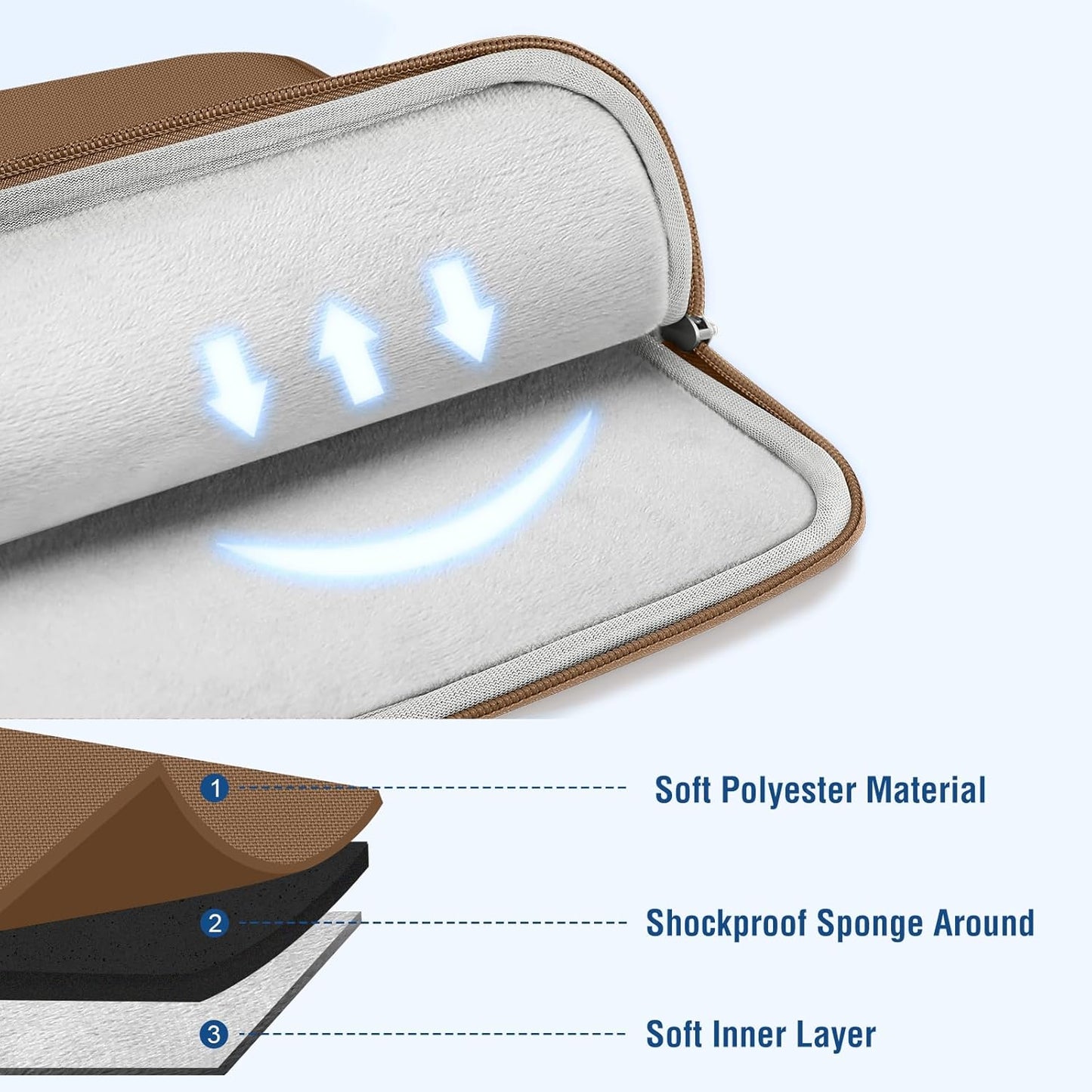 MOSISO Laptop Case 13.3 inch, 13-13.3 inch Laptop Sleeve Compatible with MacBook Air/Pro 13 / Pro 14, HP Dell ASUS Lenovo Notebook, Polyester Vertical Computer Sleeve Bag with Pocket, Mocha