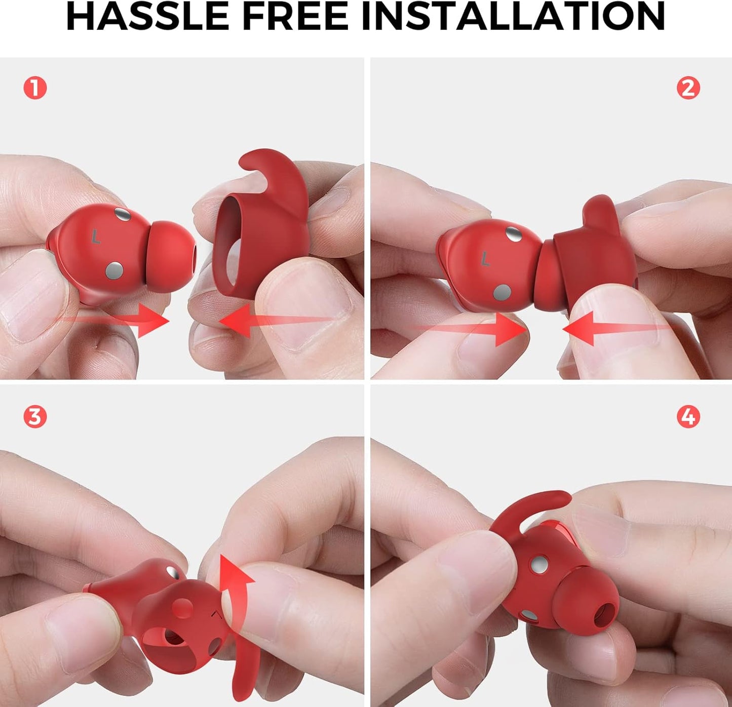 AhaStyle 3 Pairs Beats Studio Buds Ear Hooks Anti-Slip Ear Covers Silicone Accessories【Not Fit in The Charging Case】 Compatiable with New Beats Studio Buds 2021 (Red)