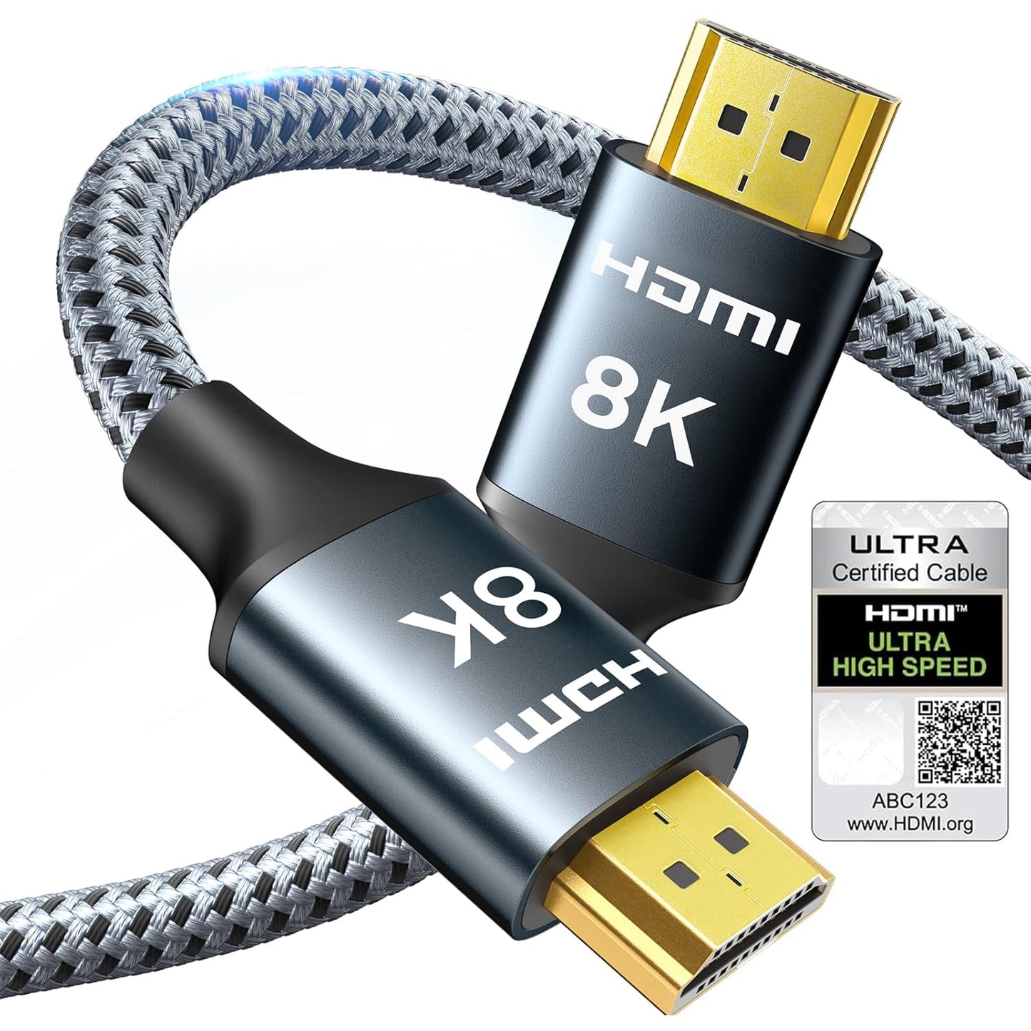 ARISKEEN 8K HDMI Cable 1 FT, 48Gbps High Speed HDMI 2.1 Cable, 8K 60Hz, 4K 120Hz 144Hz Braided HDMI Cord - 1 Feet