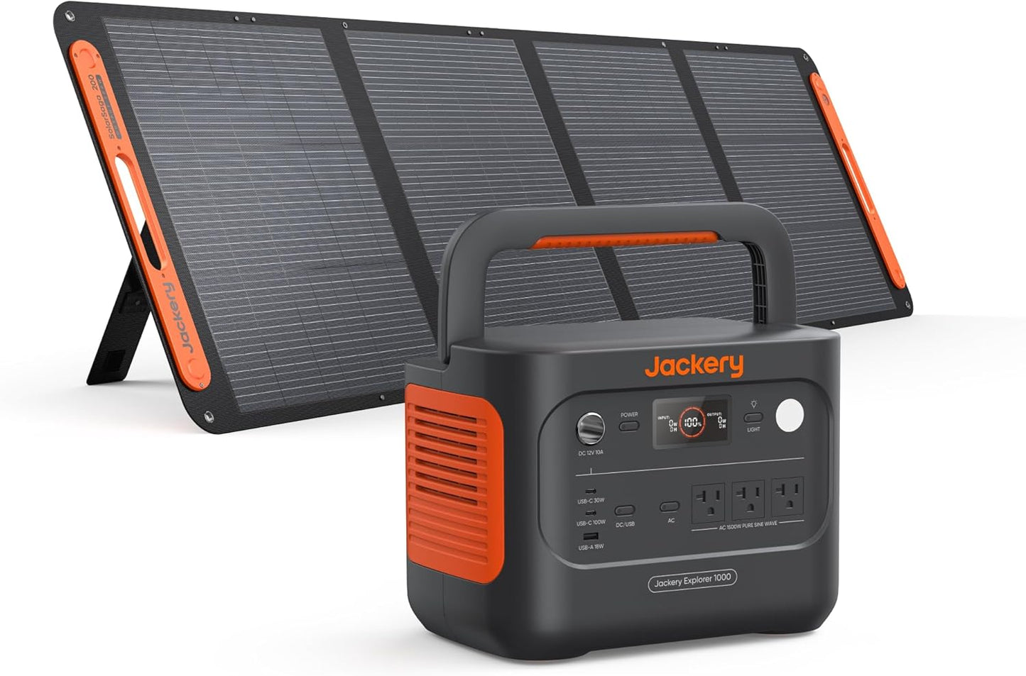 Jackery Solar Generator 1000 v2 with 200W Solar Panel,1070Wh Portable Power Station LiFePO4 Battery,1500W AC/100W USB-C Output, 1Hr Fast Charge for Outdoor,Off-Grid Living,RV,Emergency