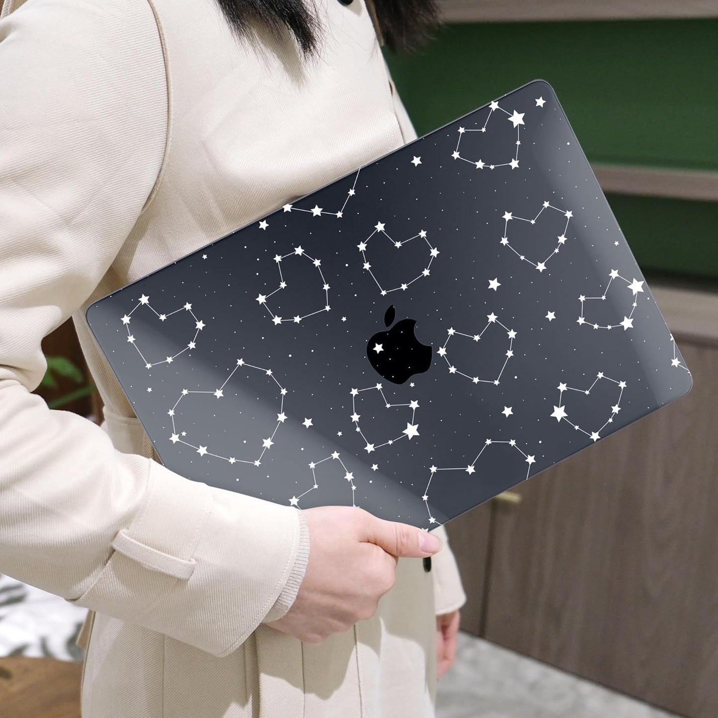 MEEgoodo for MacBook Air 13 inch Case 2021 2020 2019 2018 Released A2337 M1 A2179 A1932 with Touch ID, Plastic Hard Shell & Keyboard Cover Compatible with MacBook Air Case 13.3,Constellations & Hearts