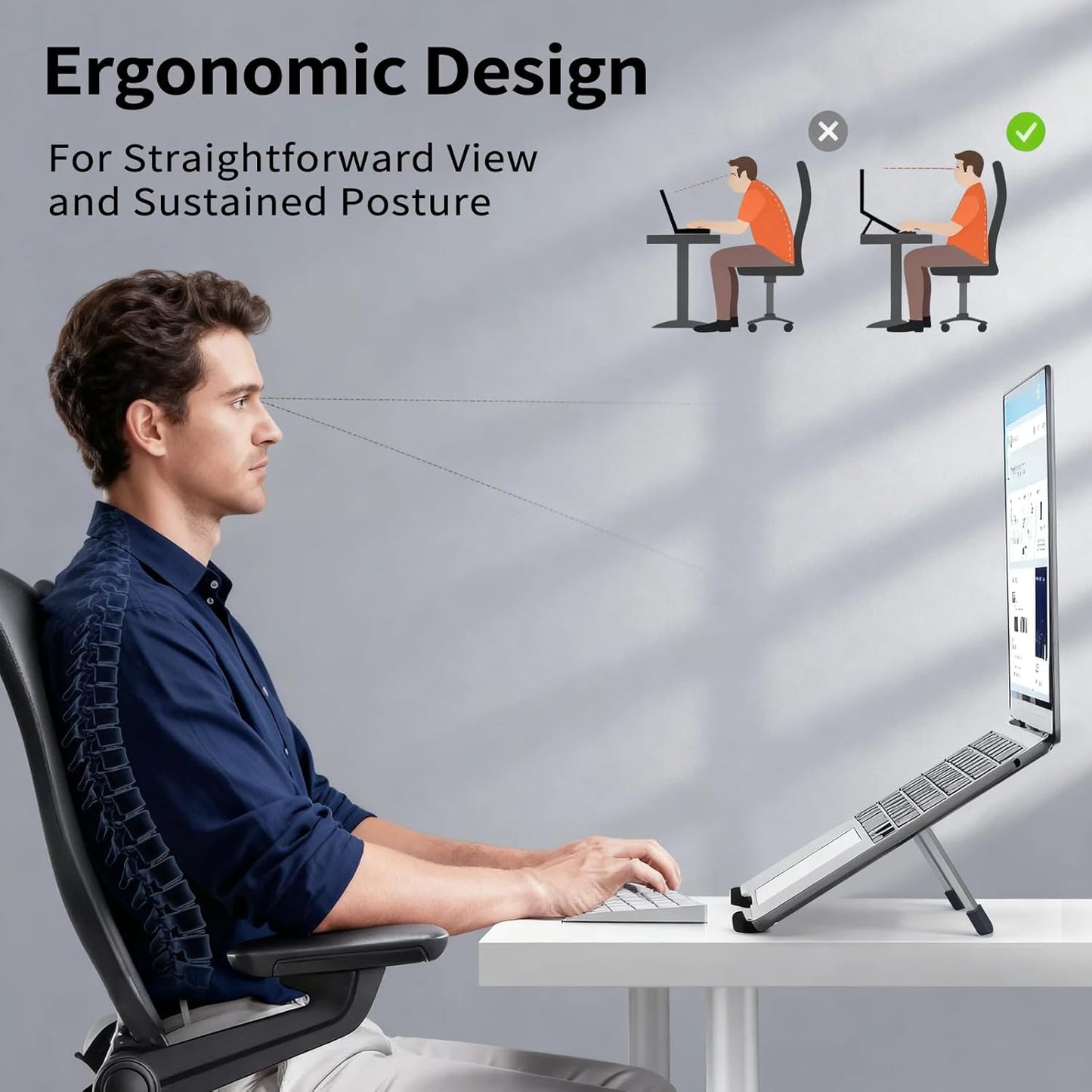 Protable Laptop Stand for Desk,Foldable Laptop Riser Holder,Ventilated Cooling Notebook Mount Computer Stand for 10-15.6” Laptops,Tablets，Aluminum