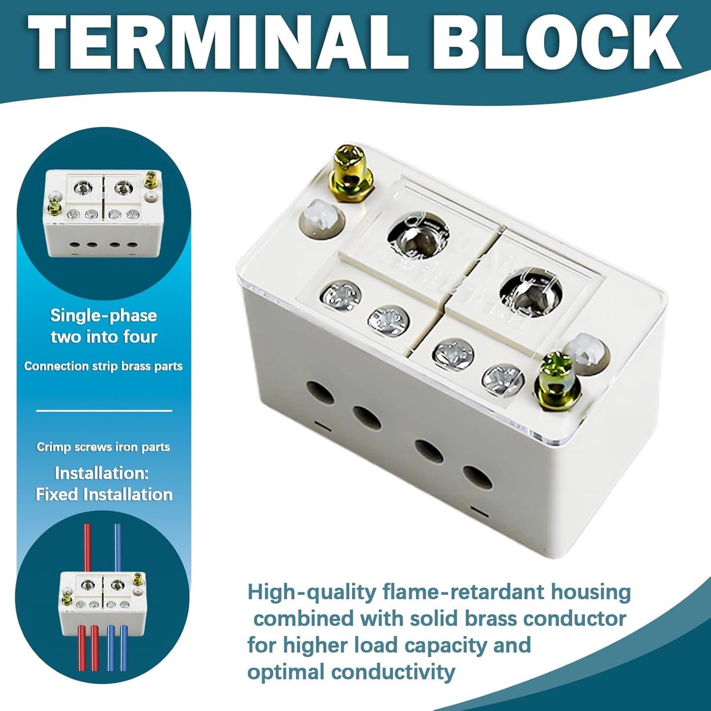 2-in-4-Out Self-Lifting Junction Box | Tool-Free Quick Connect Terminal Block for Home Wiring |Fireproof PVC Zero-Live Line Splitter one Piece