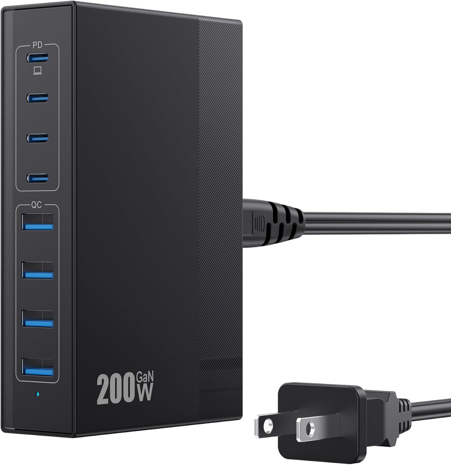 200W USB C Charger Block, 8-in-1 GaN III USB C Charger Fast Charging Station Hub, PD 65W Laptop Charger Adapter Travel Charger, for MacBook Pro/Air/Dell XPS/iPhone 16/15/14/iPad/Galaxy S24 etc.