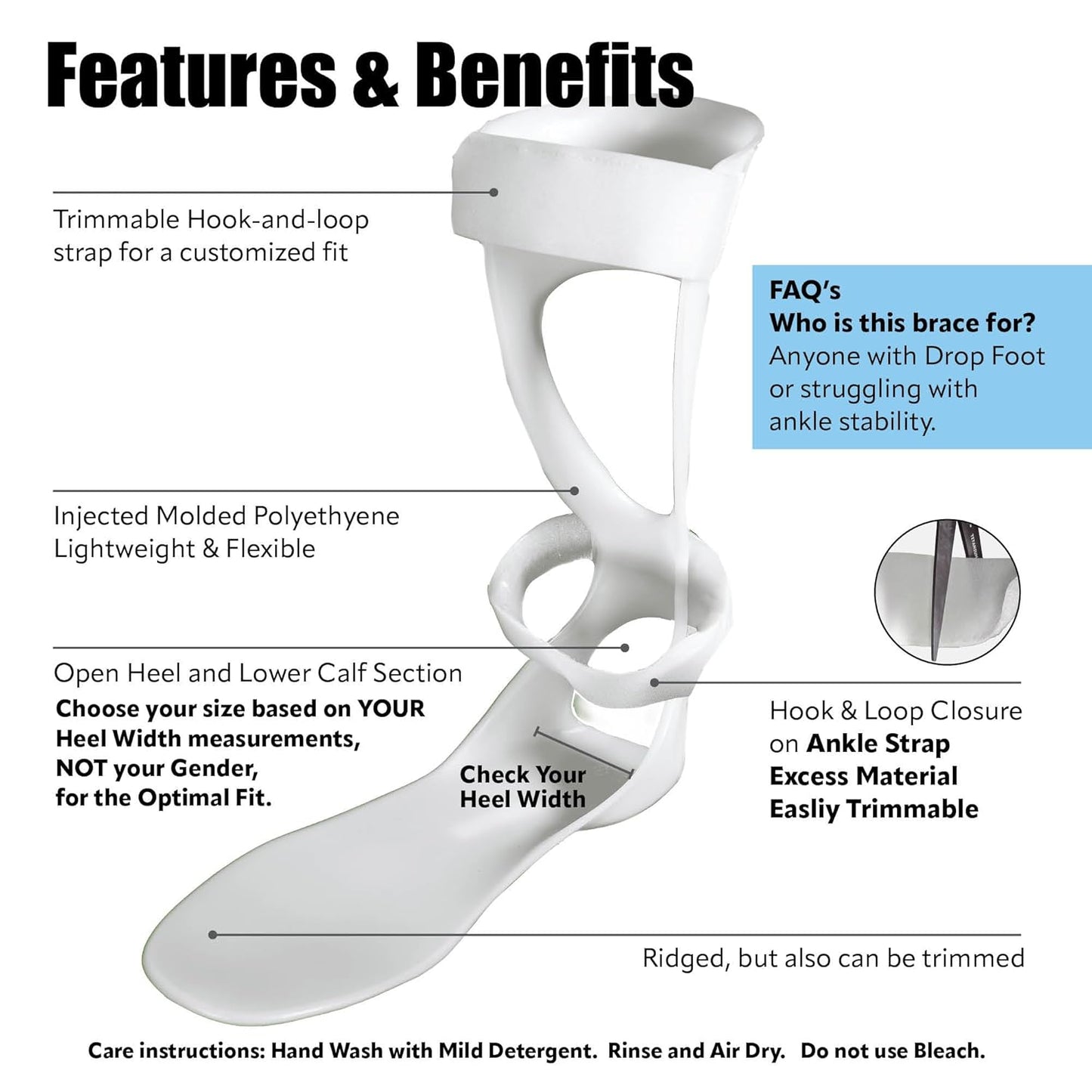 BraceOn AFO Swedish Drop Foot Stabilizer for Walking and Exercise, Drop Foot Braces for Men, AFO Brace & Foot Drop Braces, Foot Boot for Injured Foot, Men, Left