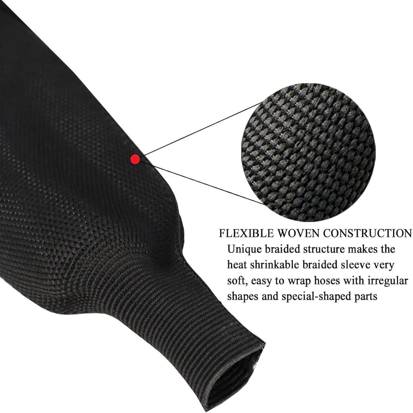 Heat Shrinkable Braided Sleeving 2:1 Ratio- Abrasion Protection Flexibility Wiring Harness Cable Sheath (3/4" ID, 16ft)