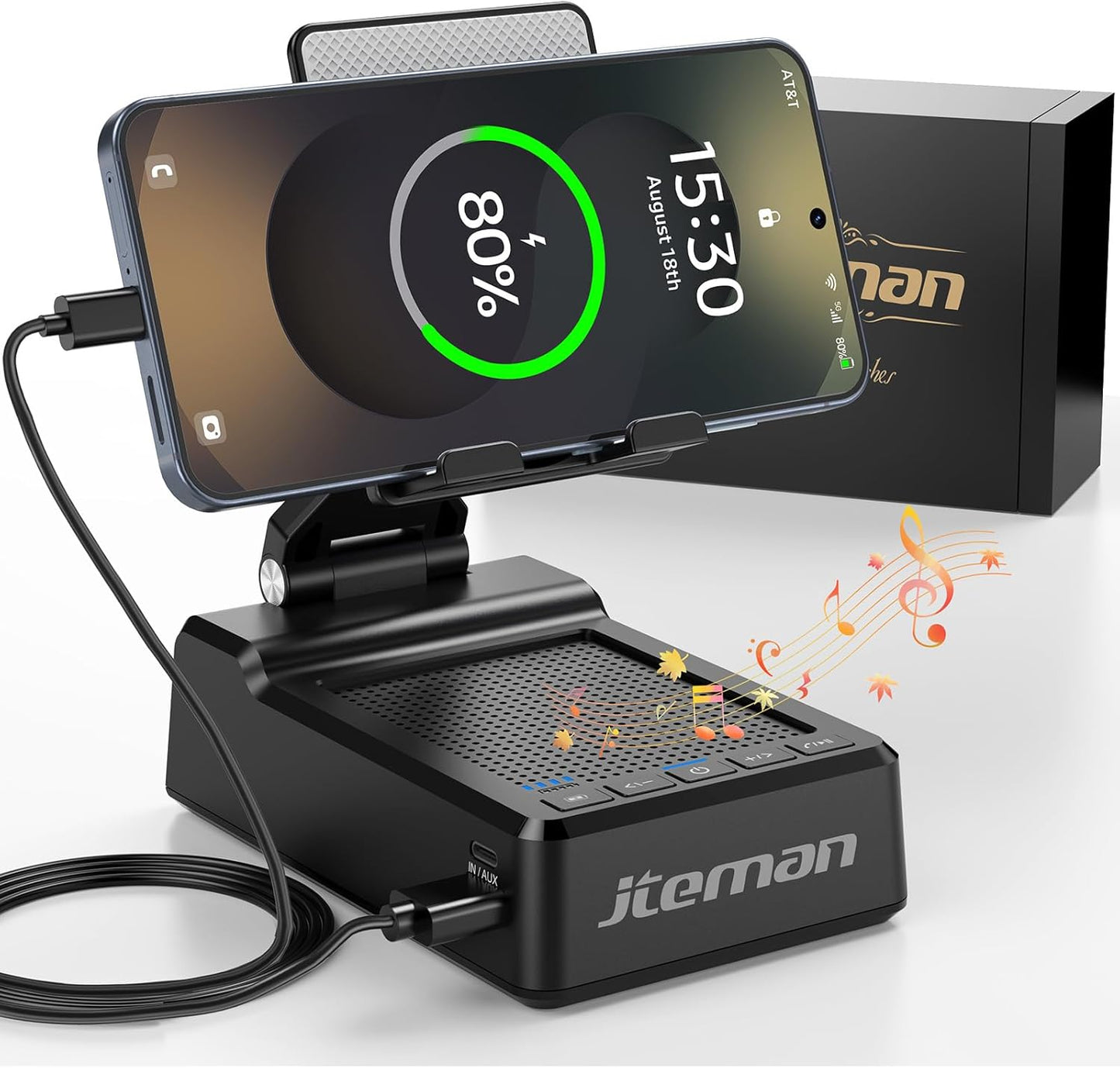 JTEMAN Gifts for Men Women,Adjustable Cell Phone Stand with Bluetooth Speaker and Charging Function,Cool Tech Gadgets Gift Idea for Dad Mom Birthday