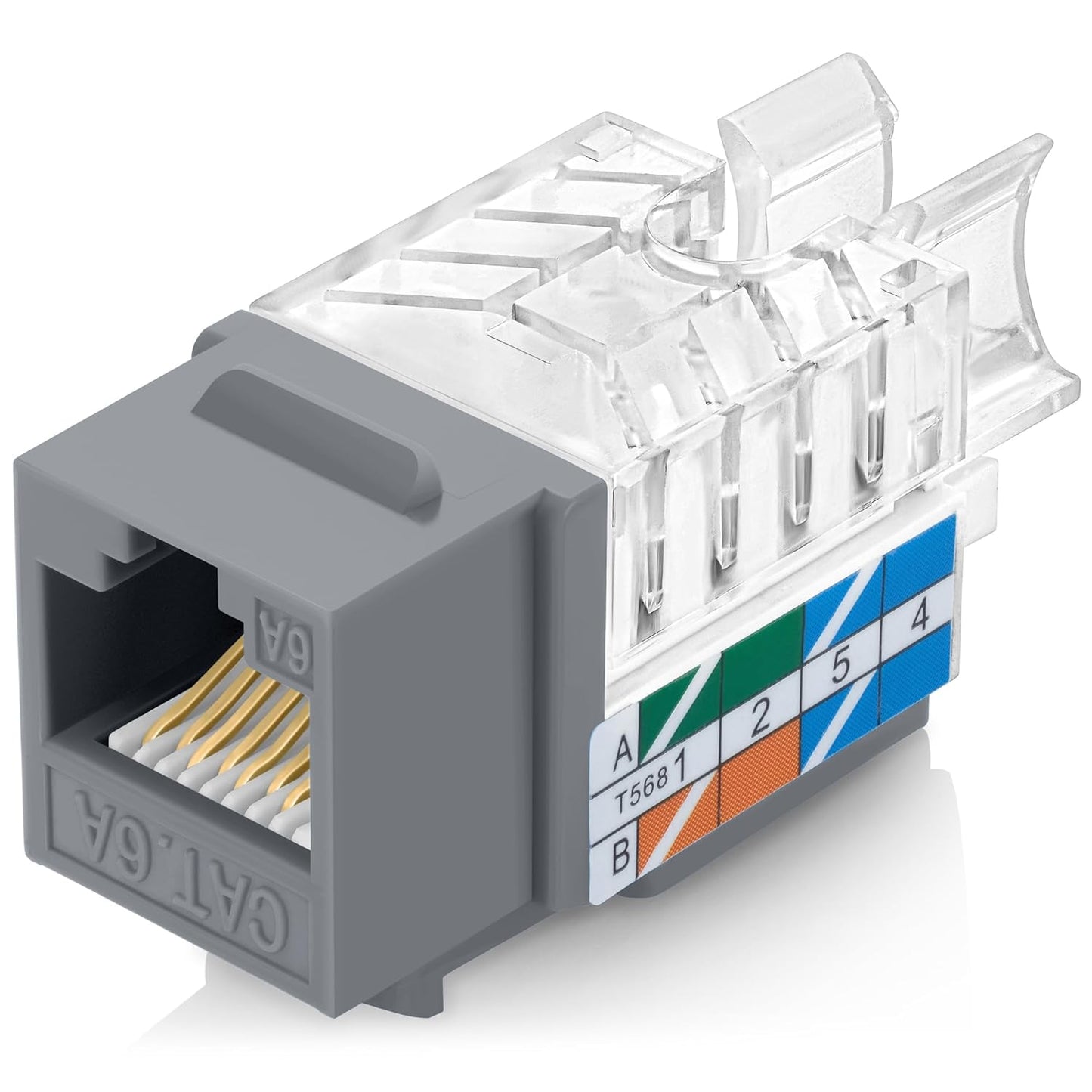 Everest 45° Angled RJ45 Cat6A Keystone Jacks 50-Pack in Gray - Slim Profile Female RJ45 Connectors - Cat 6A Keystone Jack - Compatible with 45° Angled Speed Termination Tool - 45Term (B0BL3GS7ZY)