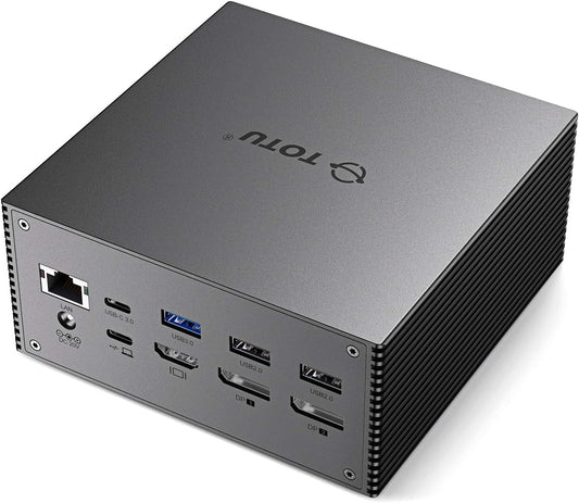 TOTU Upgraded Universal USB-C 4K Triple Display Docking Station with Charging Support for MacBook Pro & Windows Type C Systems (2 4K DP, HDMI, 6 USB Ports, 60W USB PD),Extended Display for macOS