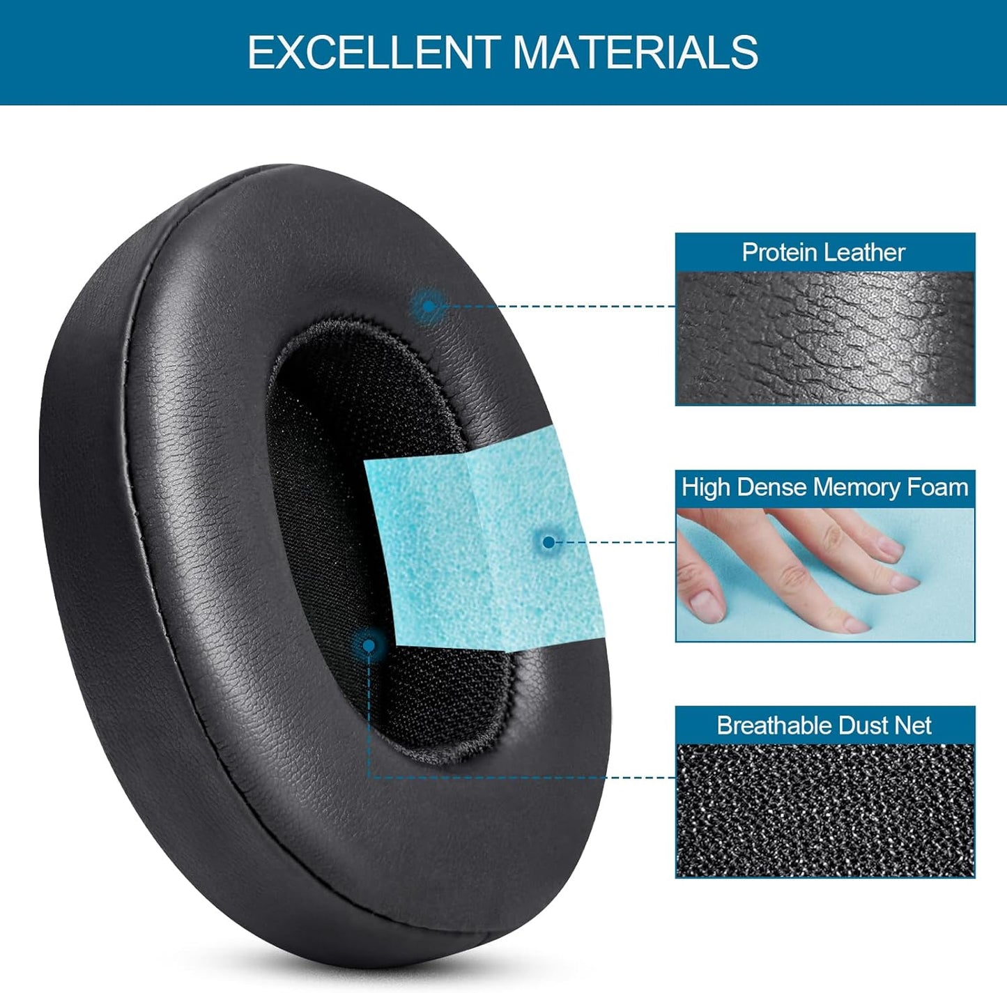 GEVO Ear Pads Replacement for Skullcandy Hesh 3 Hesh EVO Hesh ANC Headphone, Earpads Cushions for Crusher Wireless Crusher Evo Crusher ANC Headset with Protein Leather Memory Foam (Protein Leather)