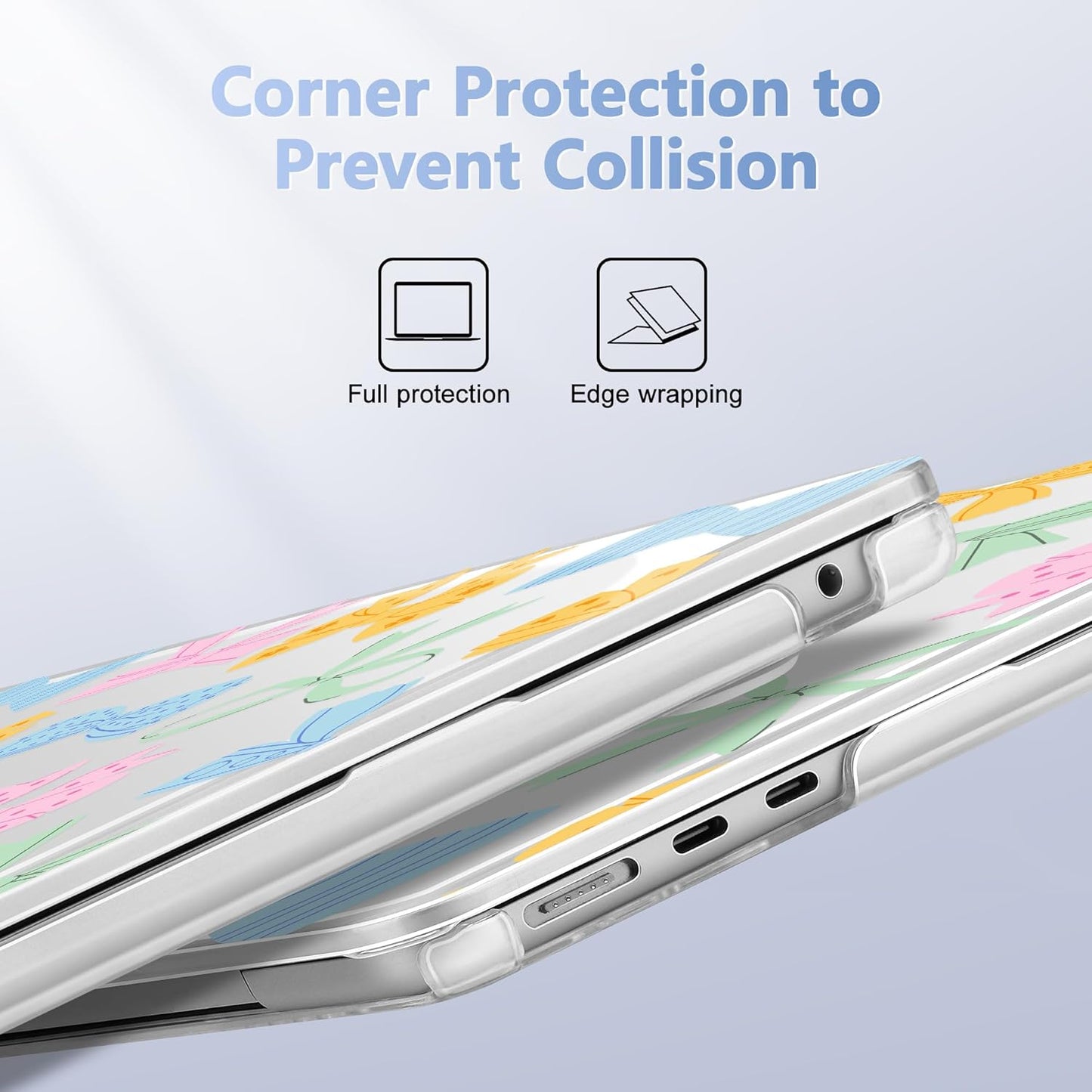 Case for MacBook Air 15 Inch 2025 2024 2023 Release M4 A3241 M3 A3114 M2 A2941, Hard Shell with Screen Protector & Keyboard Cover, Compatible with Touch ID, Colorful Bow