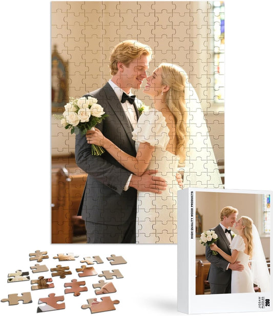 Custom Puzzle, Customize Puzzles from Photos with 120/200/300/500/1000 Pieces, Personalized Wooden Jigsaw Puzzle Gifts for Family, Adults, Christmas, Wedding, Pet