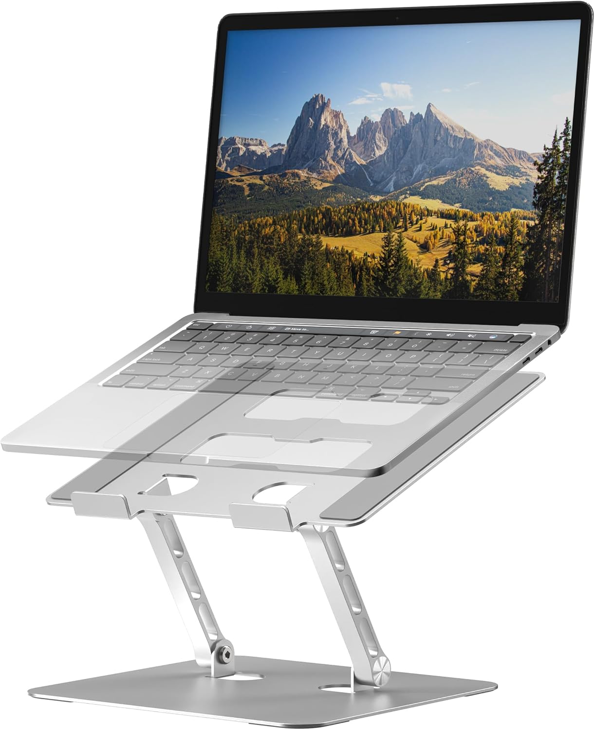 Adjustable Laptop Stand,Ergonomic Foldable Notebook Computer Holder.Compatible with MacBook iPad Dell HP Lenovo ThinkPad Acer ASUS Samsung and More 10-17" Laptops Tablets,Silver