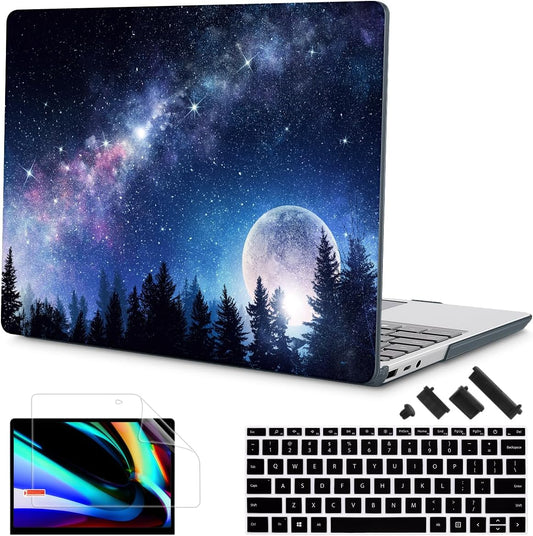 Tuiklol Case for 15 Inch Microsoft Surface Laptop 5/4/3 2022-2020, Model 1979/1953/1872/1873 Hard Shell Cover, Keyboard Cover+Screen Protector+Dust Plugs,Moonlight