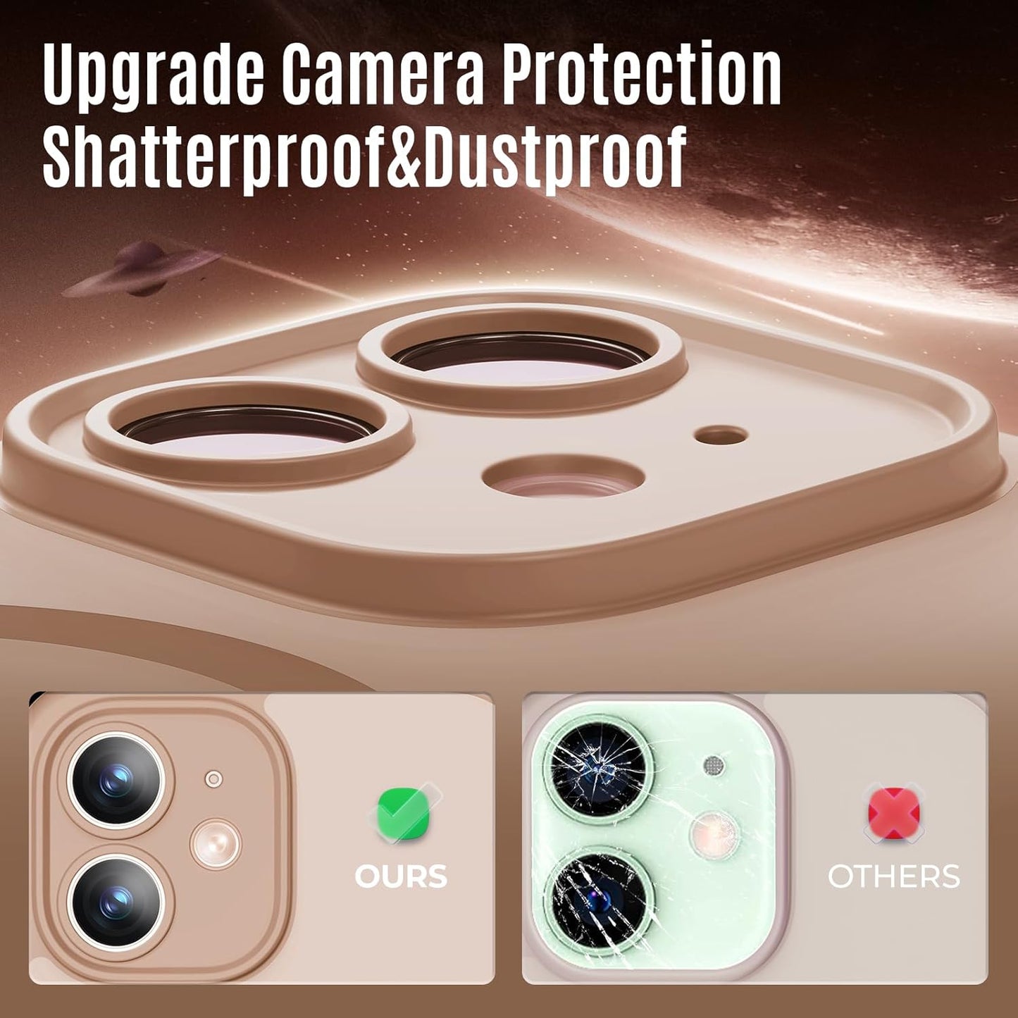 Designed for iPhone 12 Case, Compatible with MagSafe, with Privacy Screen Protectors X2, [Camera Protection] [15FT Military Drop Protection] Shockproof Phone Case, 6.1", Light Brown