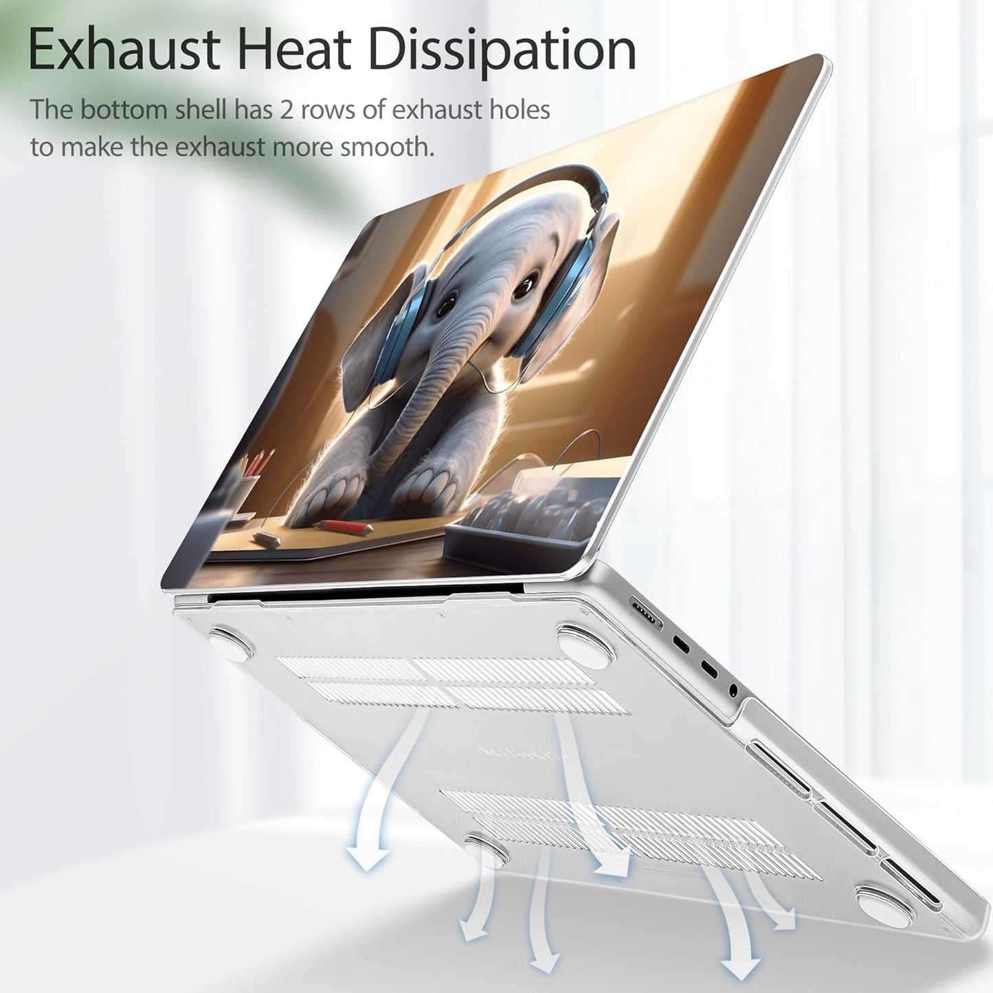 Tuiklol for M4 MacBook Pro 14 Inch Case 2024-2021 Release A3112 A3401 A3185/M3 A2918 A2992/M2 A2779/M1 A2442 Pro/Max Chip,Hard Shell Case with Screen Protector for Touch ID, Elephant