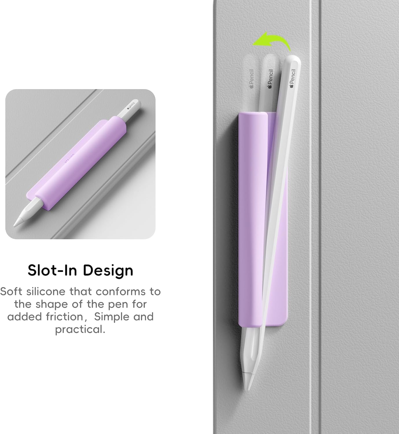 ELETIUO Silicone Pencil Holder Sleeve,Compatible with Apple Pencil (USB-C),Apple Pencil 1st/ 2nd Generation,Strong Adhesive Sticky Attached to iPad Case for Stylus Pens,Purple