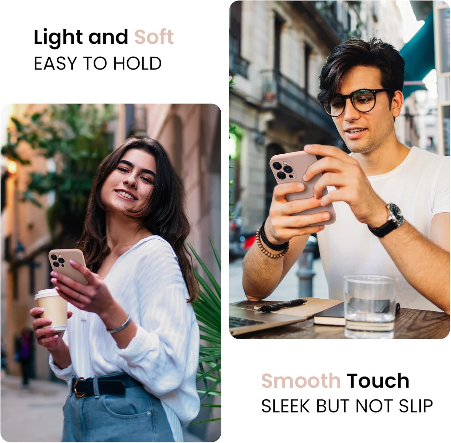 FireNova Designed for iPhone 15 Pro Max Case, Silicone Upgraded [Camera Protection] Phone Case with [2 Screen Protectors], Soft Anti-Scratch Microfiber Lining Inside, 6.7 inch, Pinksand