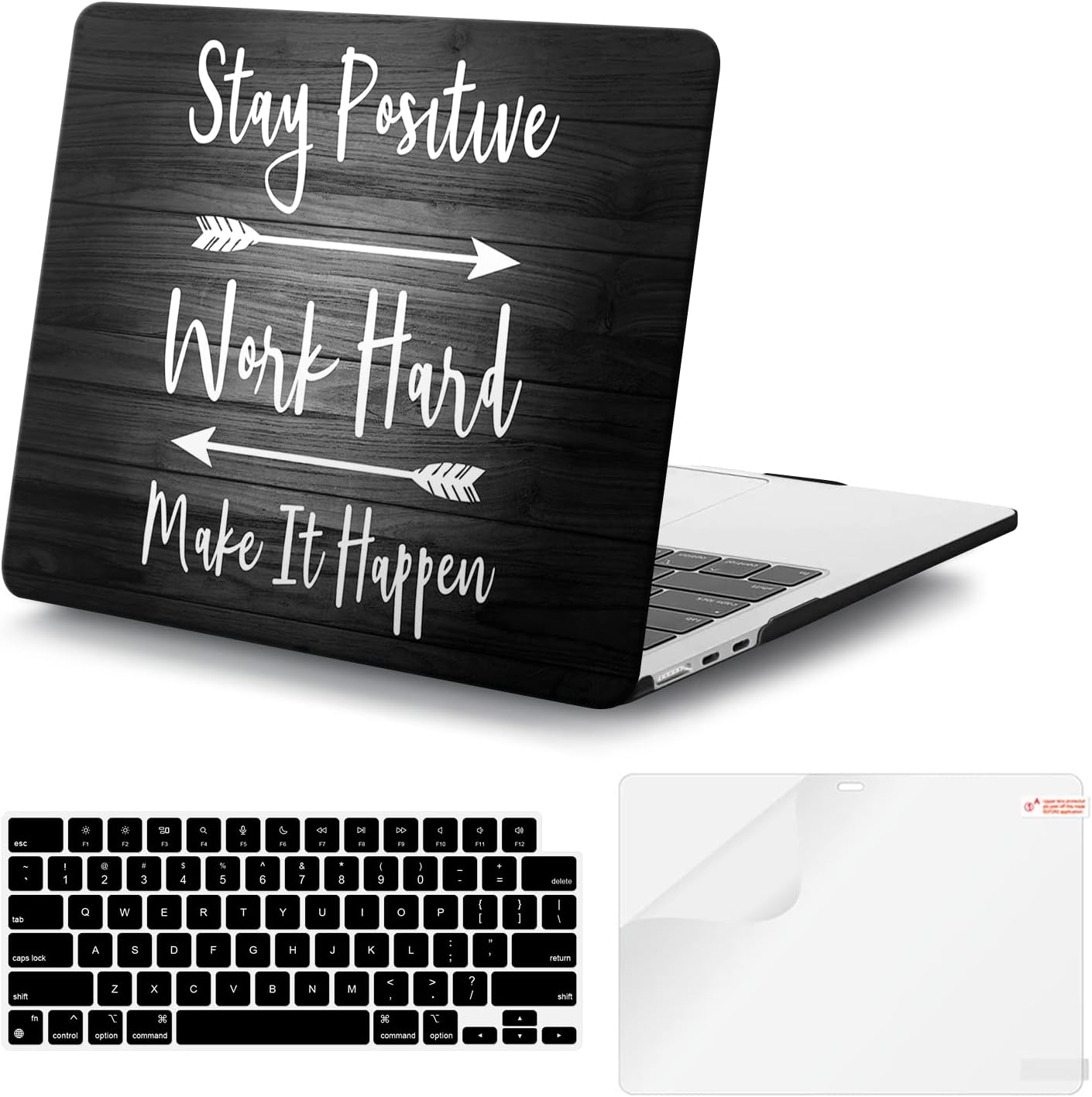 iCasso for MacBook Air 13 inch Case 2025 2024-2022 Release M4 A3240 M3 A3113 A2681 M2 with Liquid Retina Display, Hard Plastic Shell for Mac Air 13.6, Keyboard Cover&Screen Protector, Stay Positive