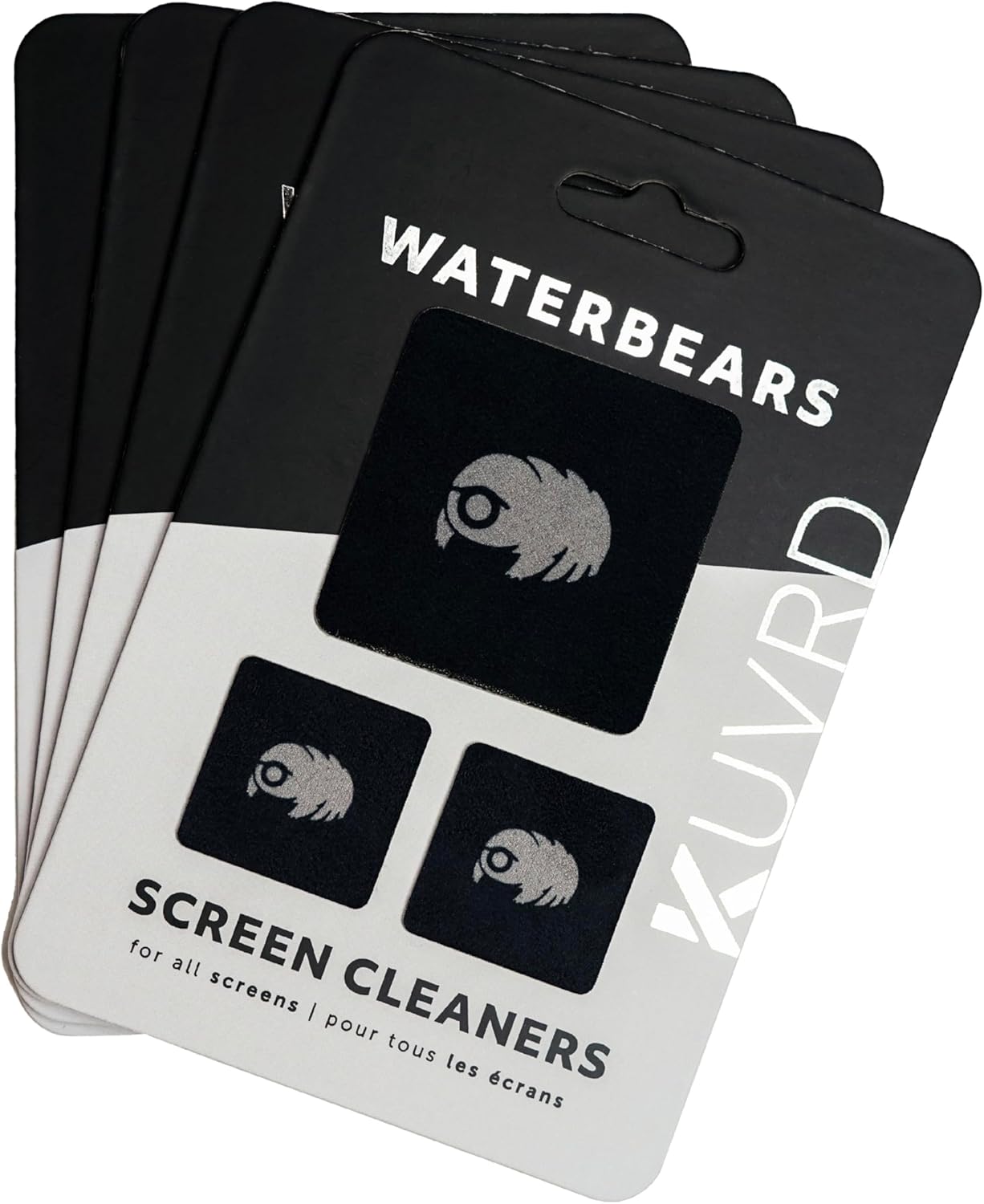 KUVRD Waterbear - Universal Screen Cleaners - Teeny Tiny Cleaning Tools for Your Lenses & Screens - 4-Pack - (4-PAD Sets)