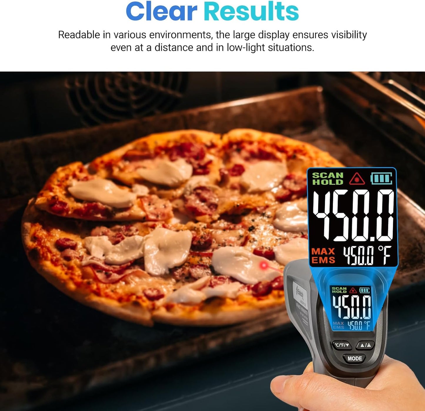 Etekcity Temperature Gun Infrared Thermometer -58°F 1130°F, Digital Laser Heat Gun for Pizza Ovens, Griddles, Meat, Refrigerators, Engines, HVAC, Kitchen & Pool Accessories