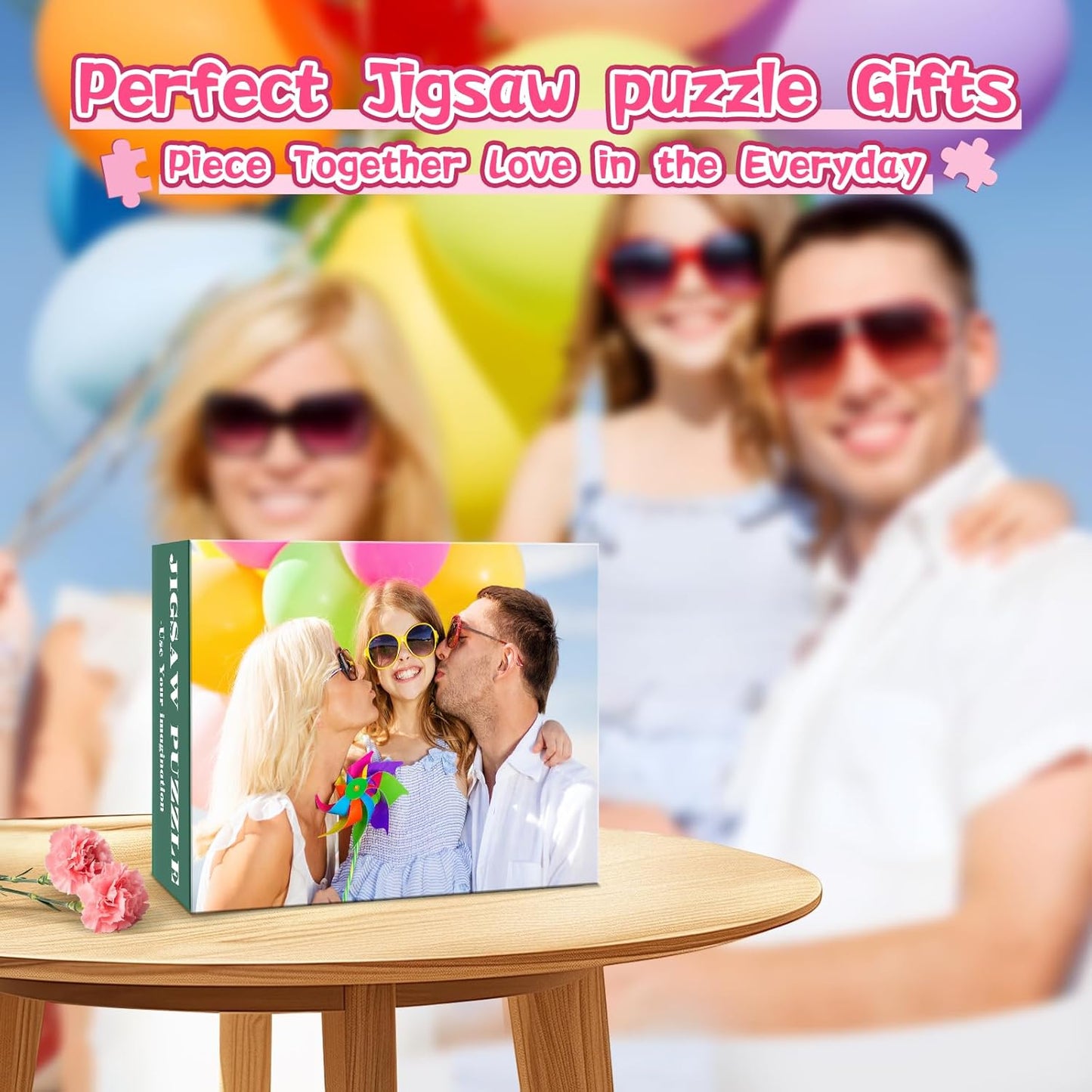 Custom Photo Jigsaw Puzzle for Adults, Personalized Puzzles from Pictures 120/200/300/500/1000 Pieces, Customized Puzzle Gifts for Family Birthday Wedding
