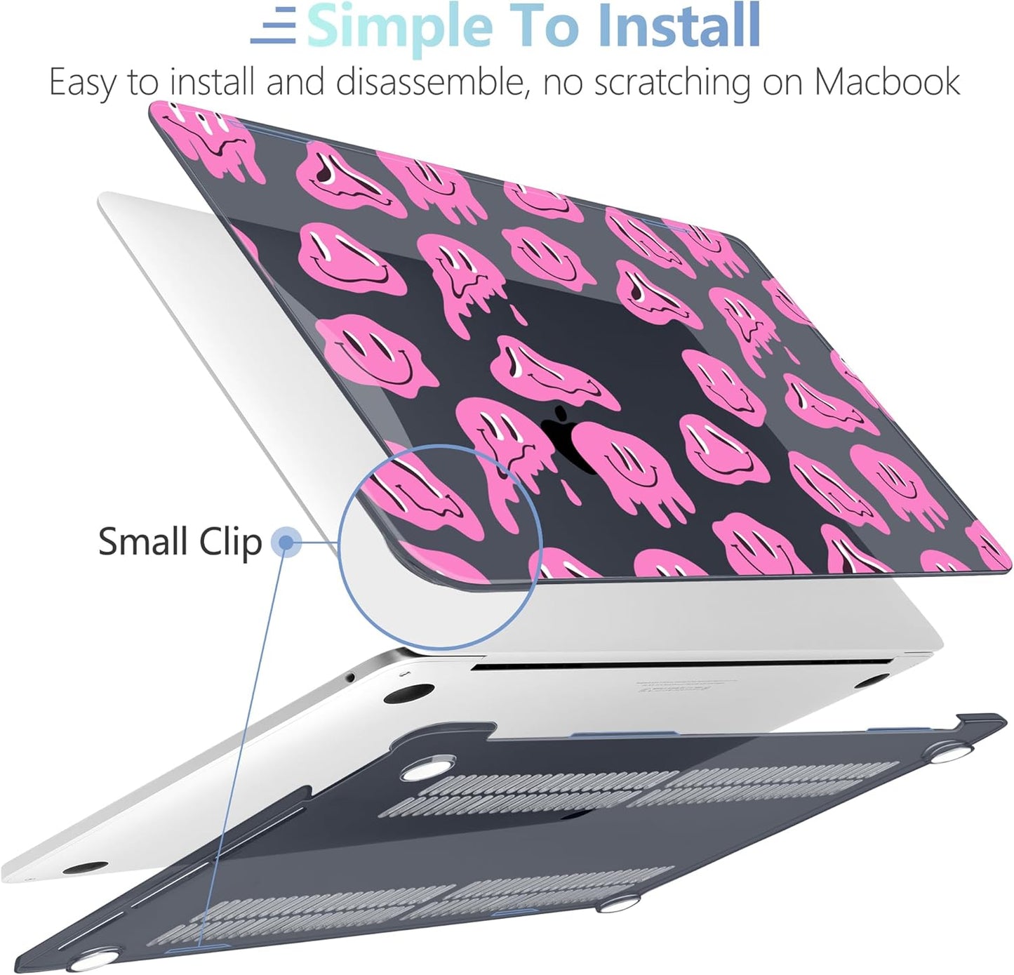 MEEgoodo Case for MacBook Pro 13 inch Case 2022 2021 2020 New A2338 M2/M1 A2251 A2289, Laptop Hard Shell with Keyboard & Camera Cover Compatible with 13 inch MacBook Pro, Pink Groovy Emoji