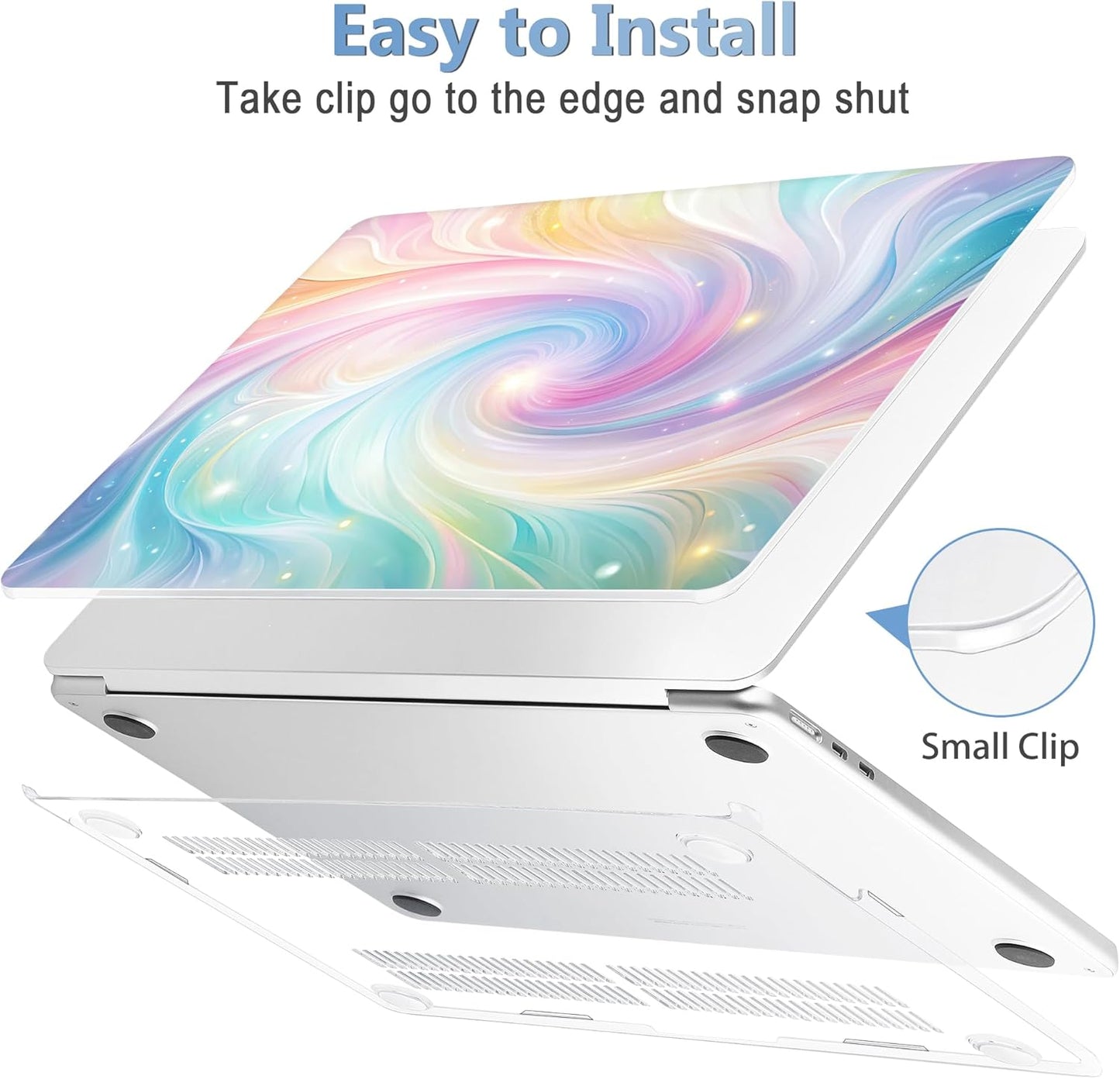 Mektron Compatible with M4 MacBook Air 15 inch Case 2025 A3241 2024 2023 M3 A3114 A2941 M2 Liquid Retina Display Touch ID, Plastic Hard Case & Keyboard Skin & Screen Protector - Colors Swirls