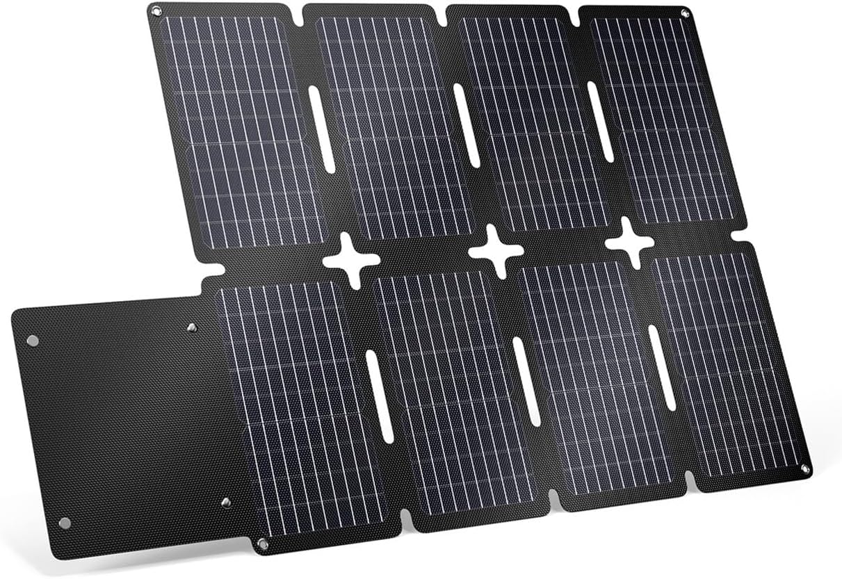 GRECELL 80W Portable Solar Panel, Foldable Solar Panel QC3.0 USB-A &Type-C Port,23% High Efficiency IP67 Waterproof Outdoor Cell Phone Solar Charger for Power Banks Tablets Outdoor Small Power Station