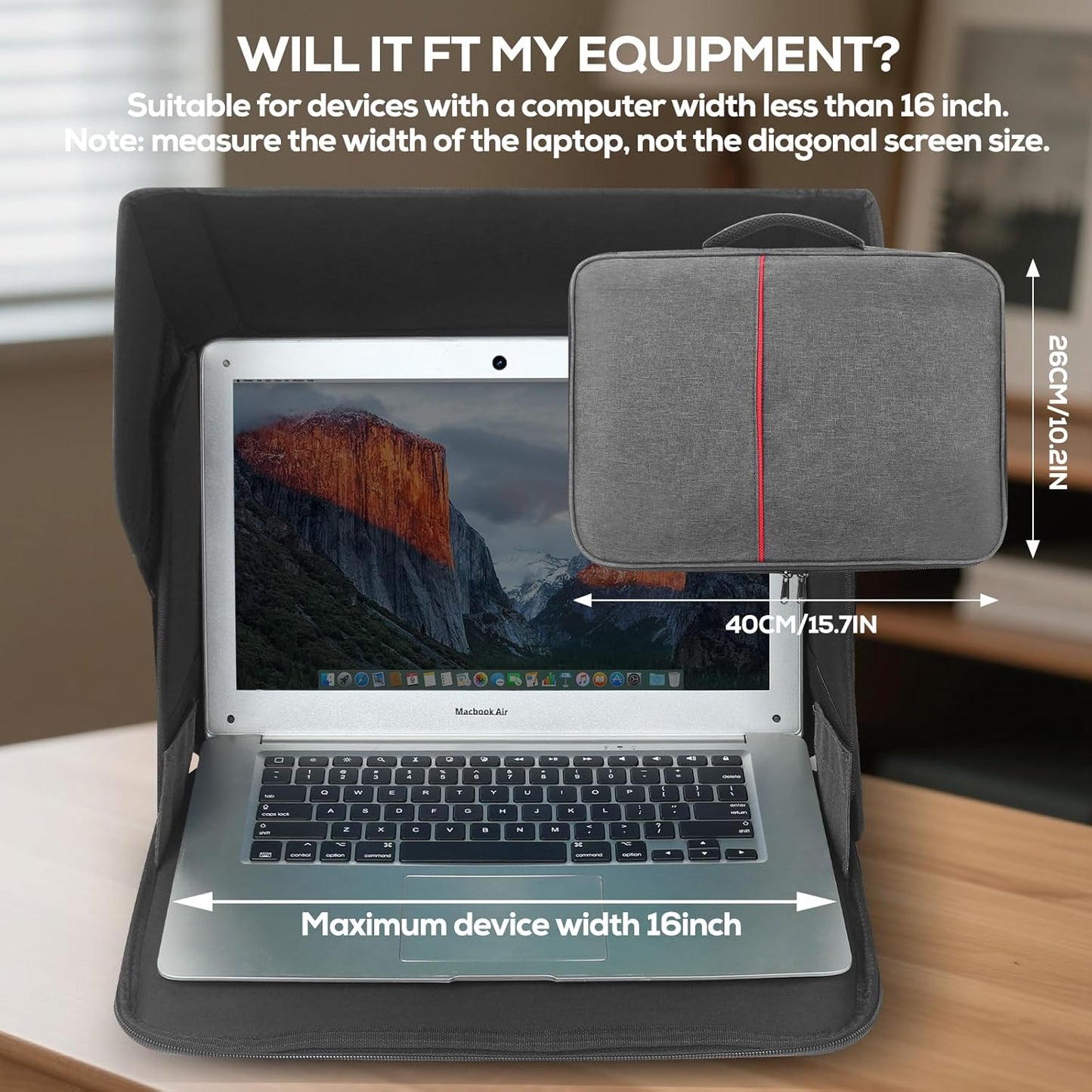 Laptop Sun Shade & Privacy Shield – Premium Physical Filter for 12-14" Laptops, Overheating, Adjustable and Foldable for Outdoor Work